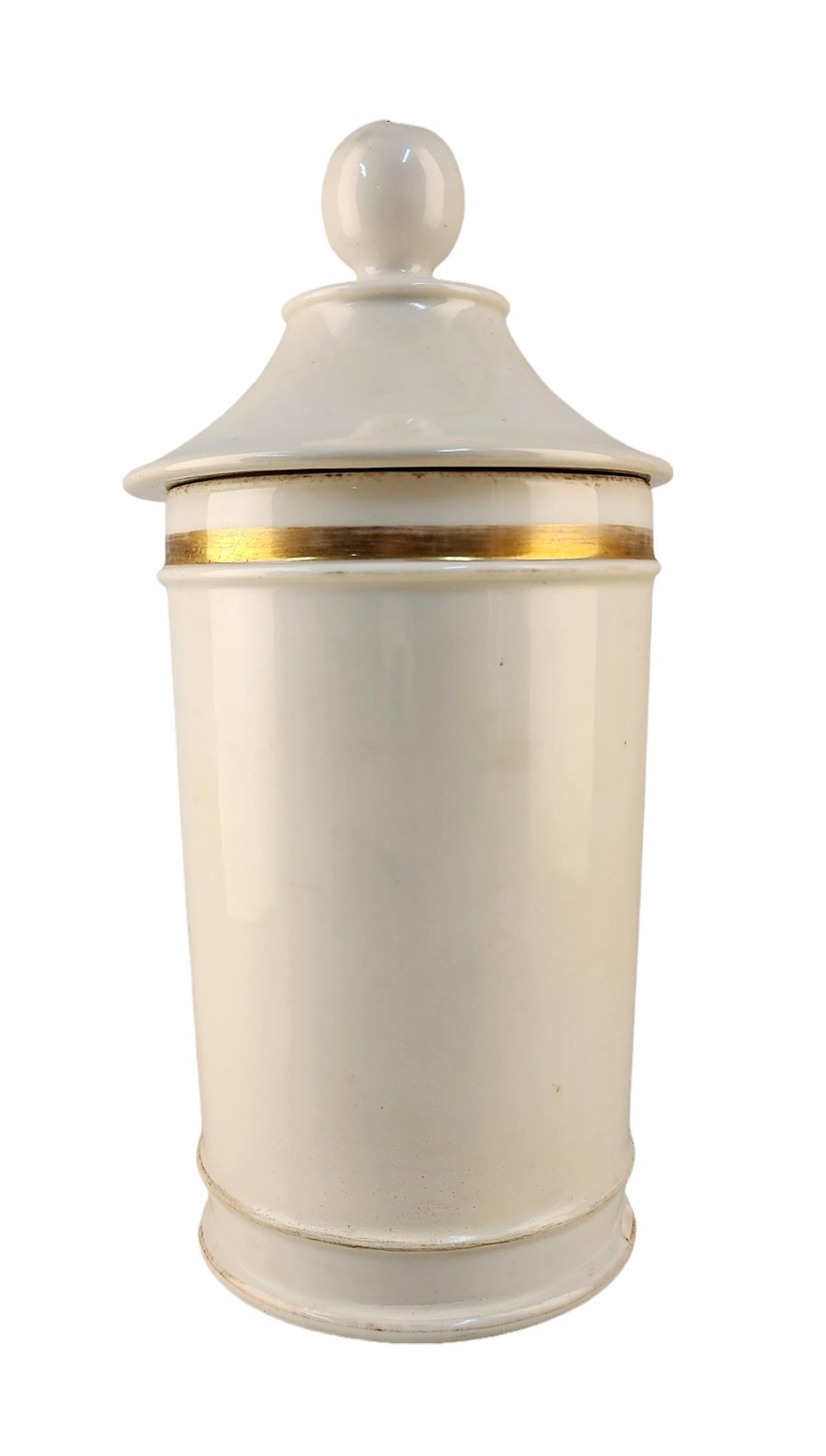 Stile provenzale Vaso da farmacia/apotecario in porcellana smaltata francese della fine del XVIII secolo - 'UNG: SULPH' in vendita