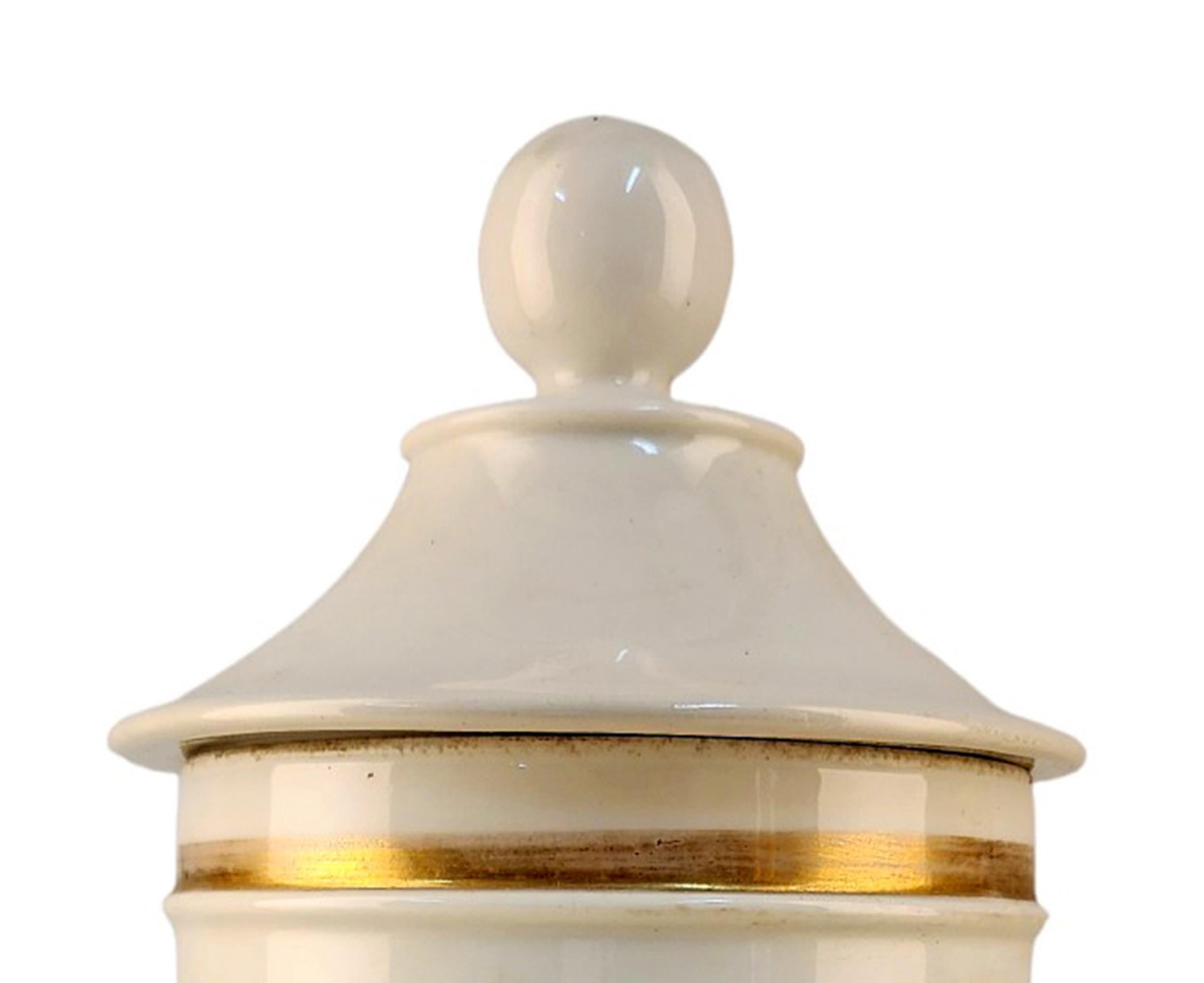 Francese Vaso da farmacia/apotecario in porcellana smaltata francese della fine del XVIII secolo - 'UNG: SULPH' in vendita