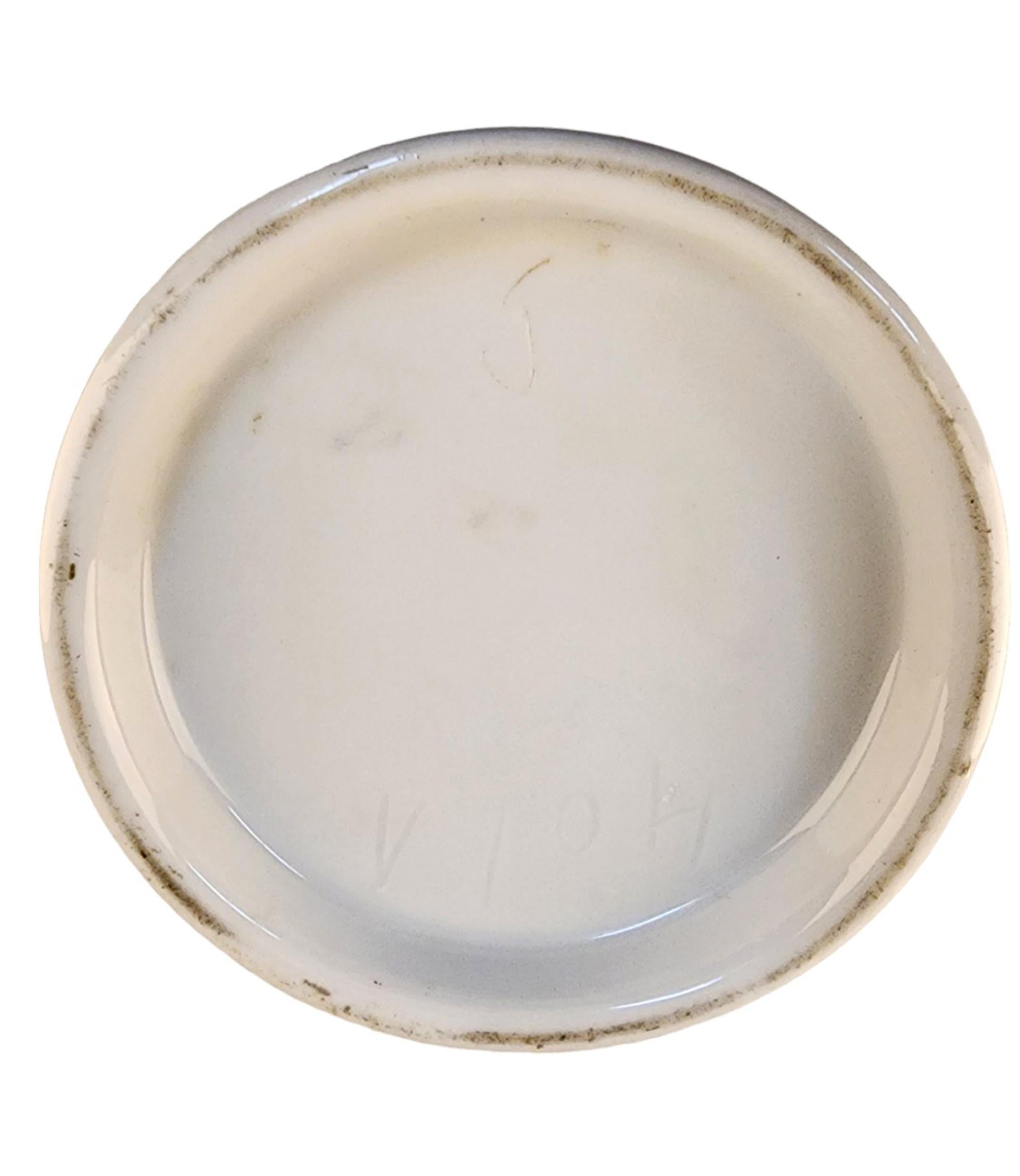 Vaso da farmacia/apotecario in porcellana smaltata francese della fine del XVIII secolo - 'UNG: SULPH' In condizioni buone in vendita a North Miami, FL