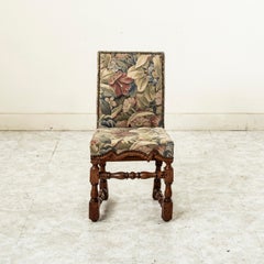Late 18th Century French Hand Carved Walnut Desk or Side Chair with Tapestry