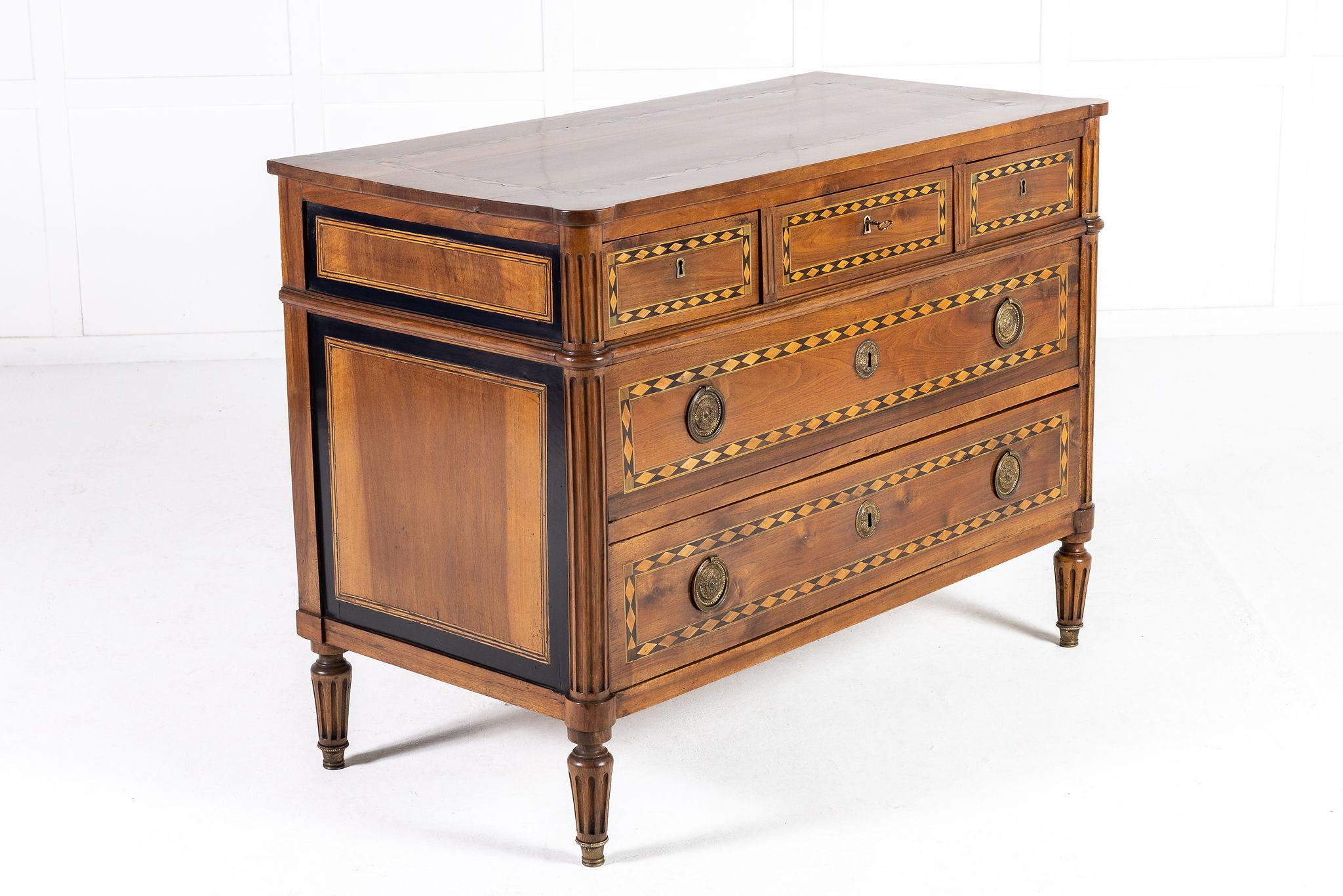 Late 18th Century French Inlaid Walnut Commode For Sale 2