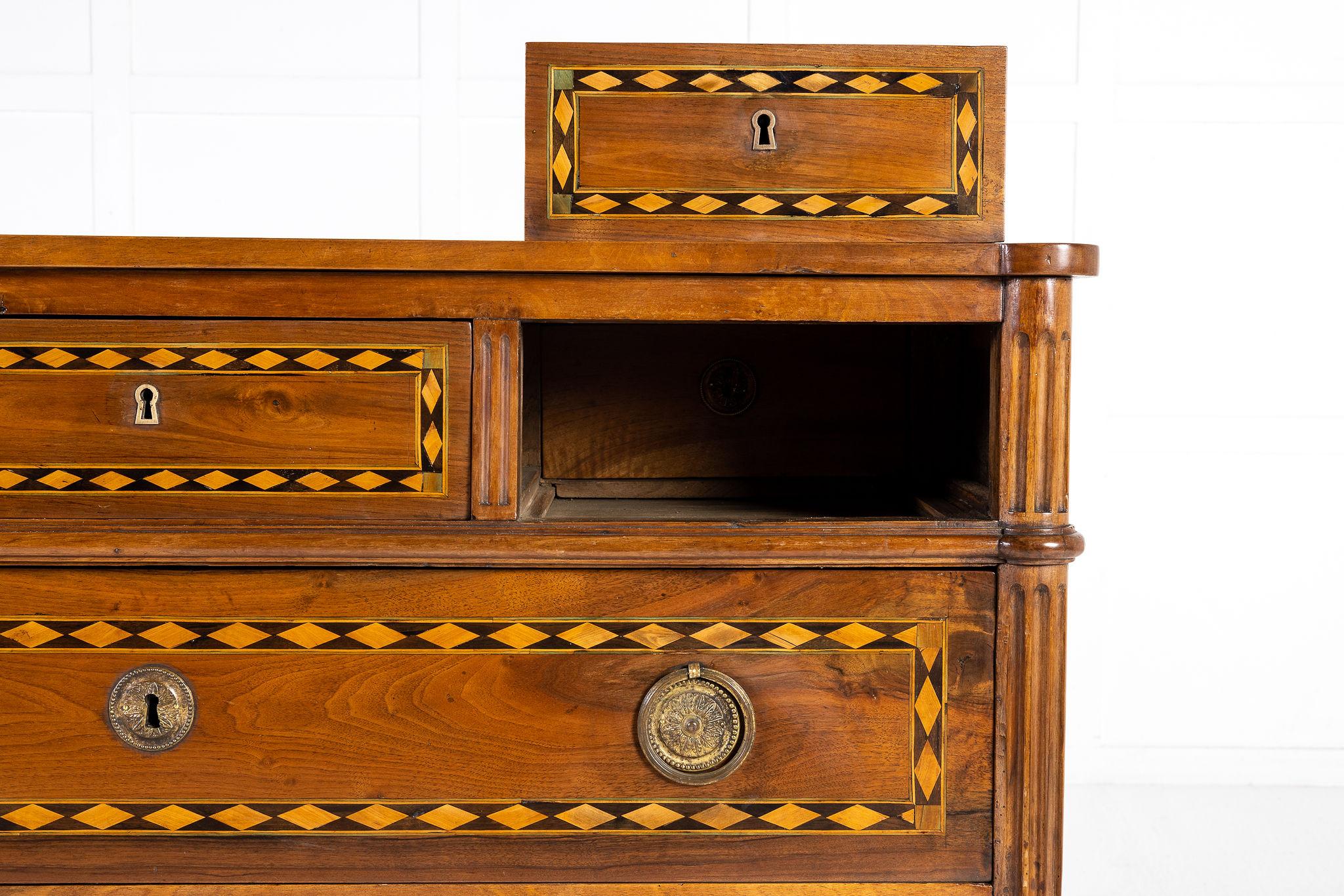 Late 18th Century French Inlaid Walnut Commode For Sale 5
