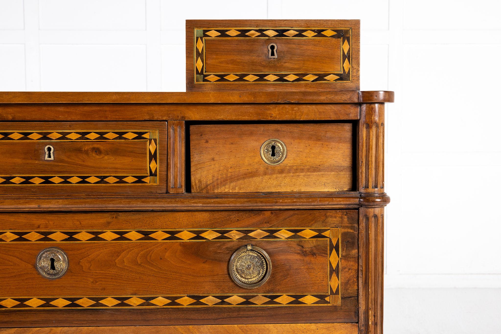 Late 18th Century French Inlaid Walnut Commode For Sale 6