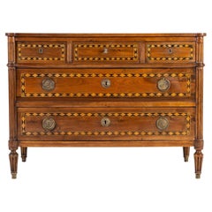 Antique Late 18th Century French Inlaid Walnut Commode