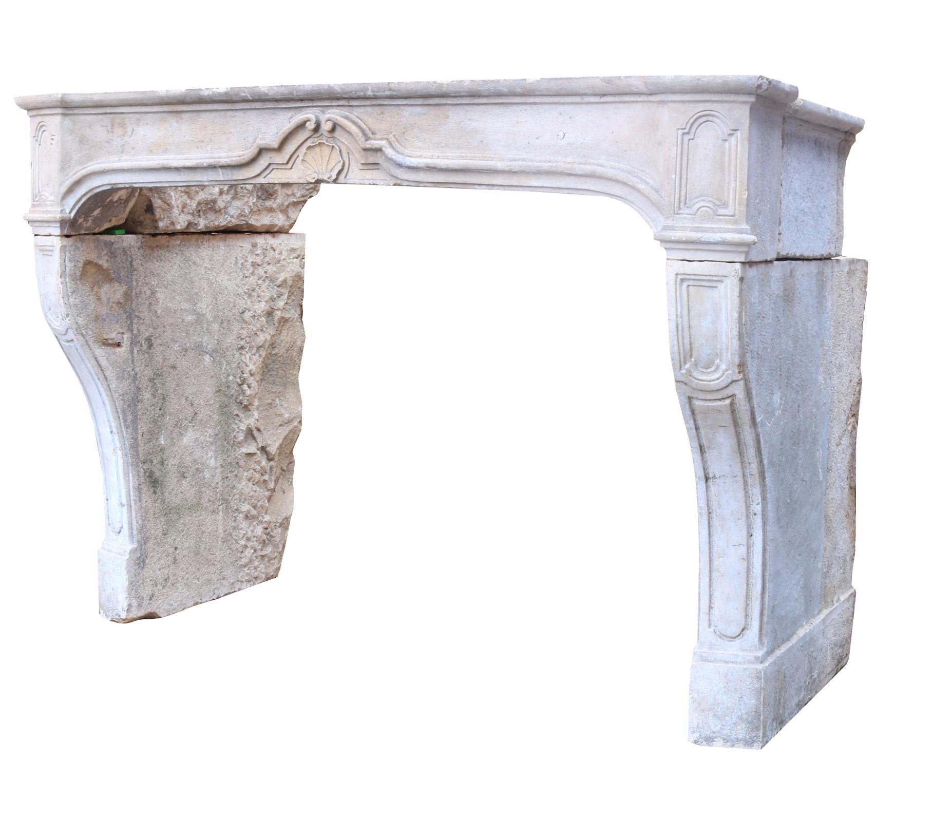 18th Century and Earlier Late 18th Century French Limestone Fireplace For Sale