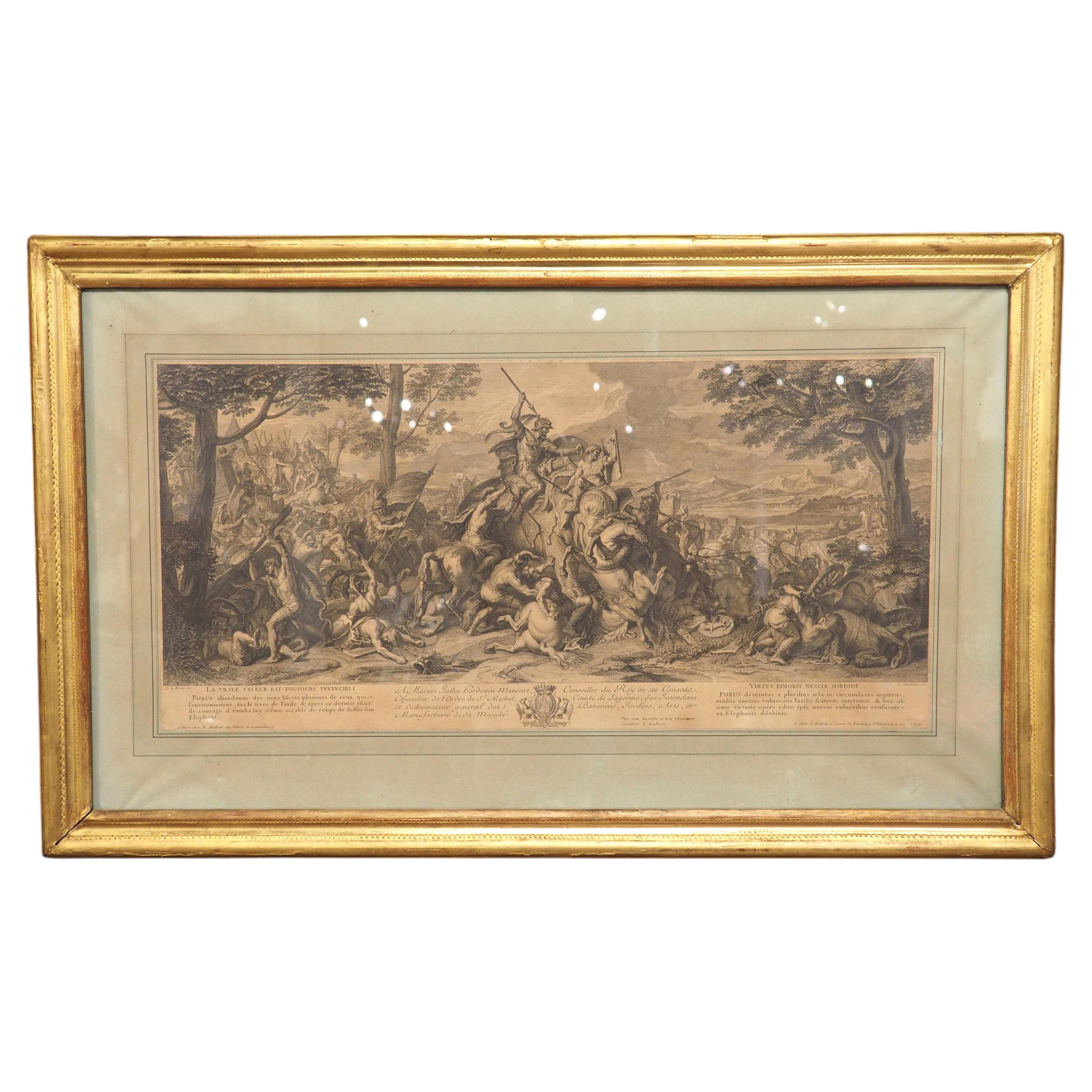 Late 18th Century French Lithograph in Giltwood Frame, after Charles Le Brun