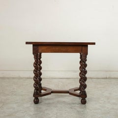 Late 18th Century French Louis III Period Walnut Side Table, Barley Twist Legs
