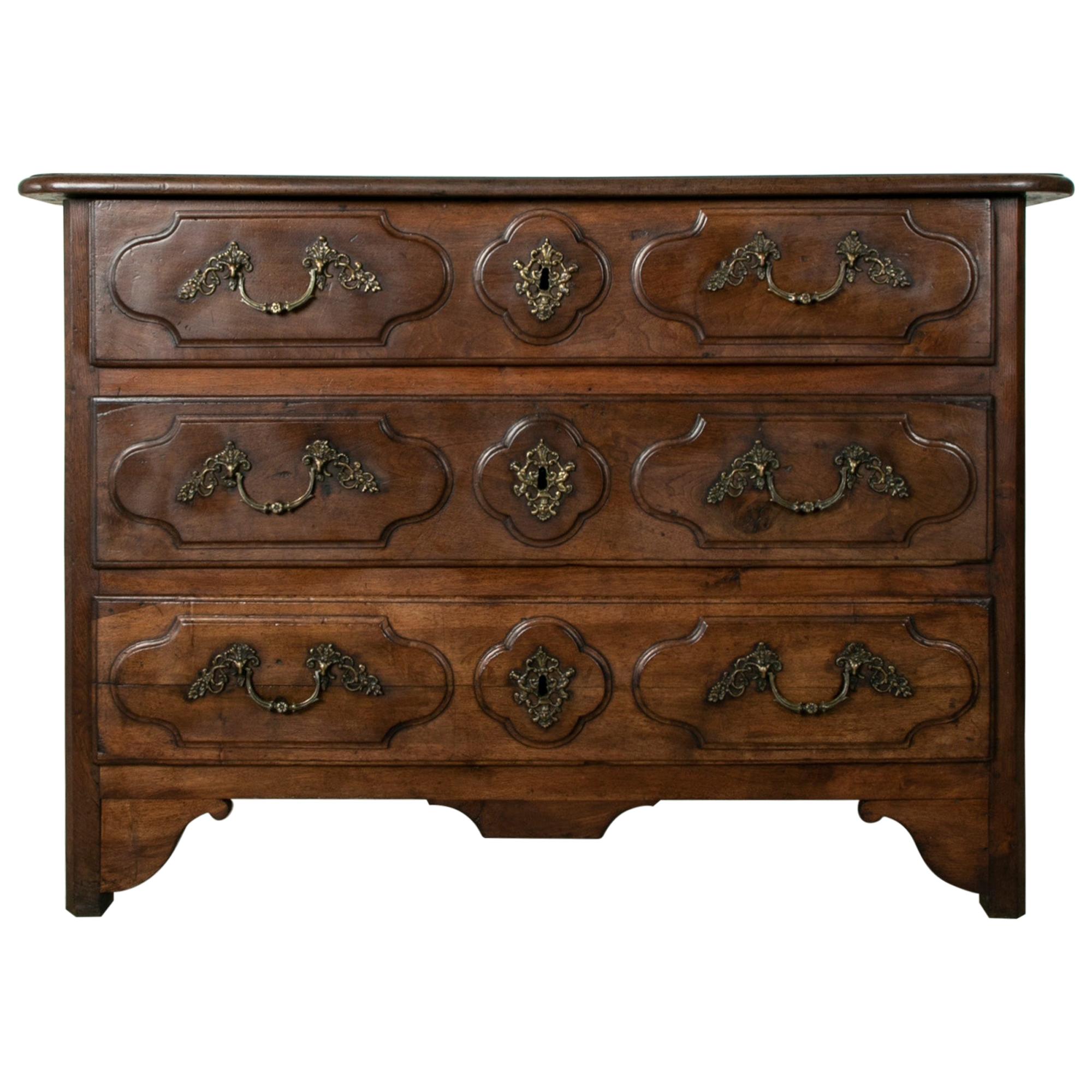 Late 18th Century French Louis XIV Style Hand Carved Walnut Commode or Chest For Sale