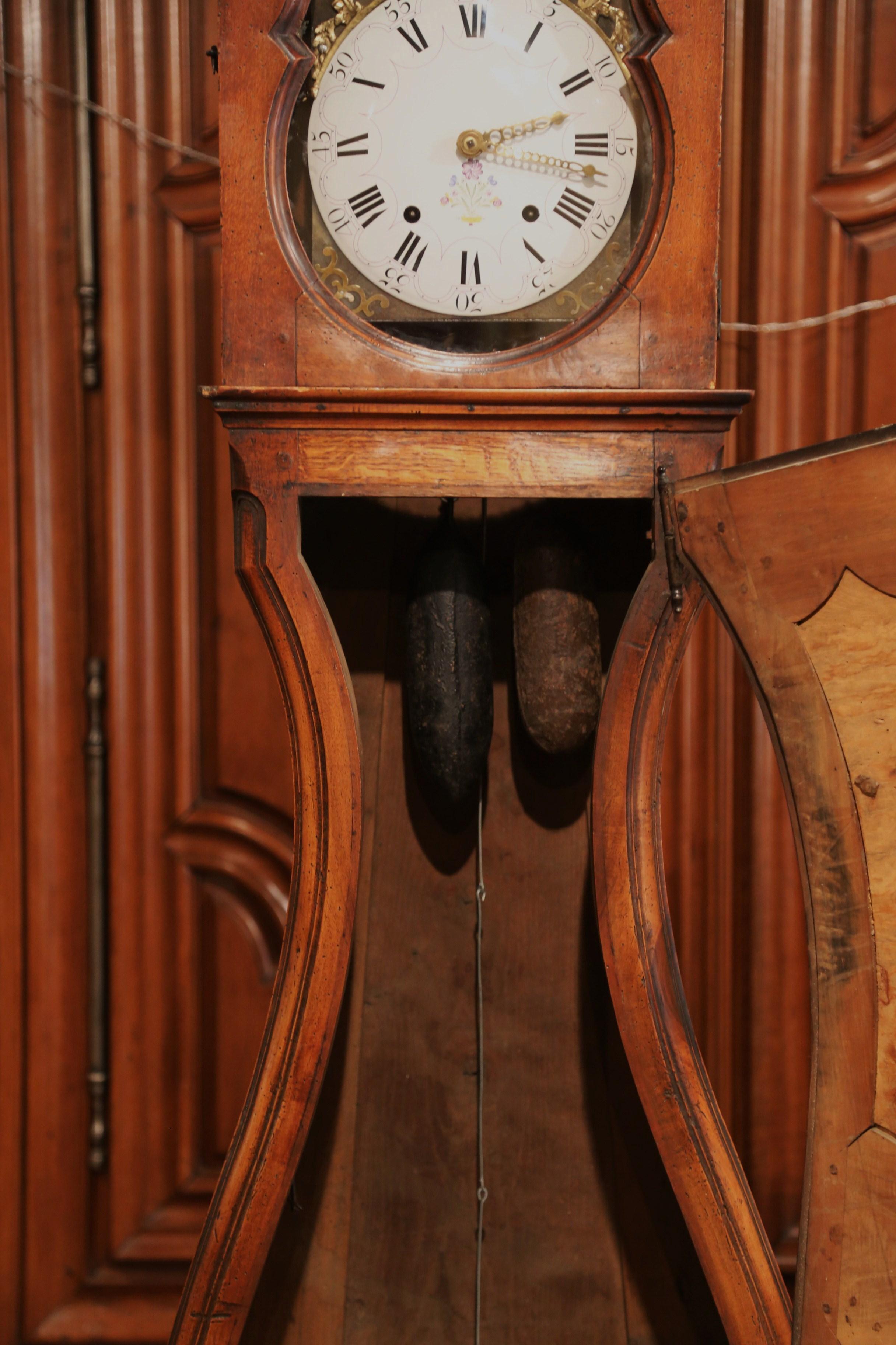 Late 18th Century French Louis XV Carved Burl Walnut Tall Case Clock from Lyon 7