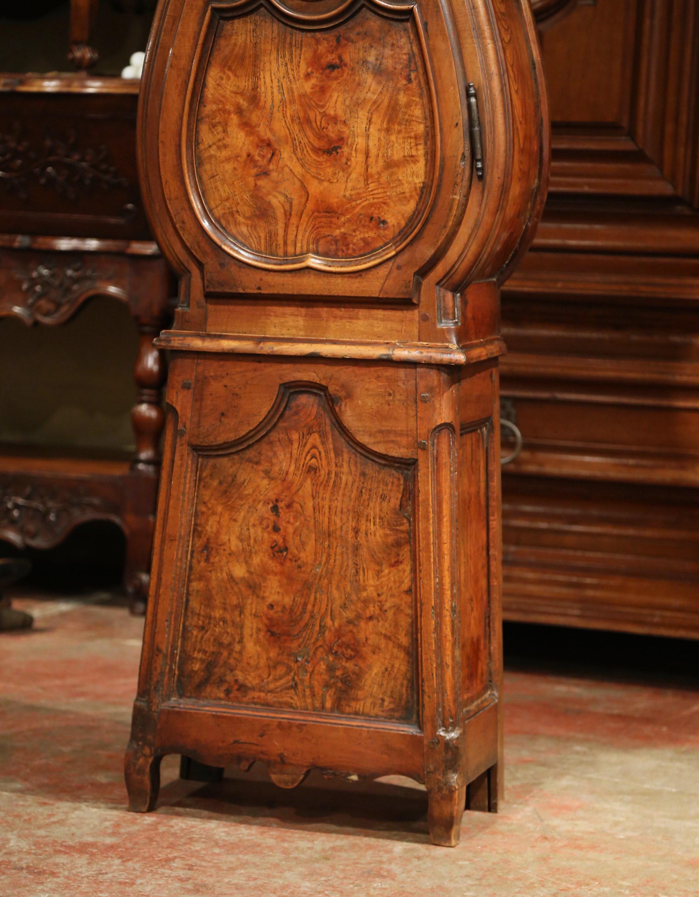 Late 18th Century French Louis XV Carved Burl Walnut Tall Case Clock from Lyon 9