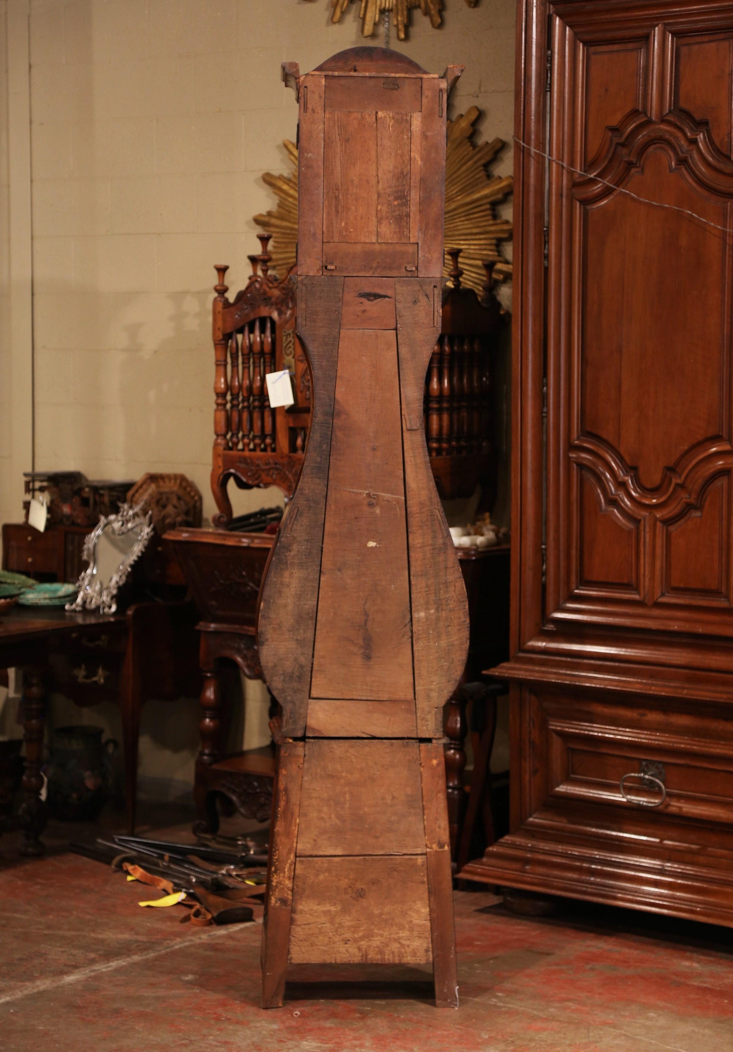 Late 18th Century French Louis XV Carved Burl Walnut Tall Case Clock from Lyon 10
