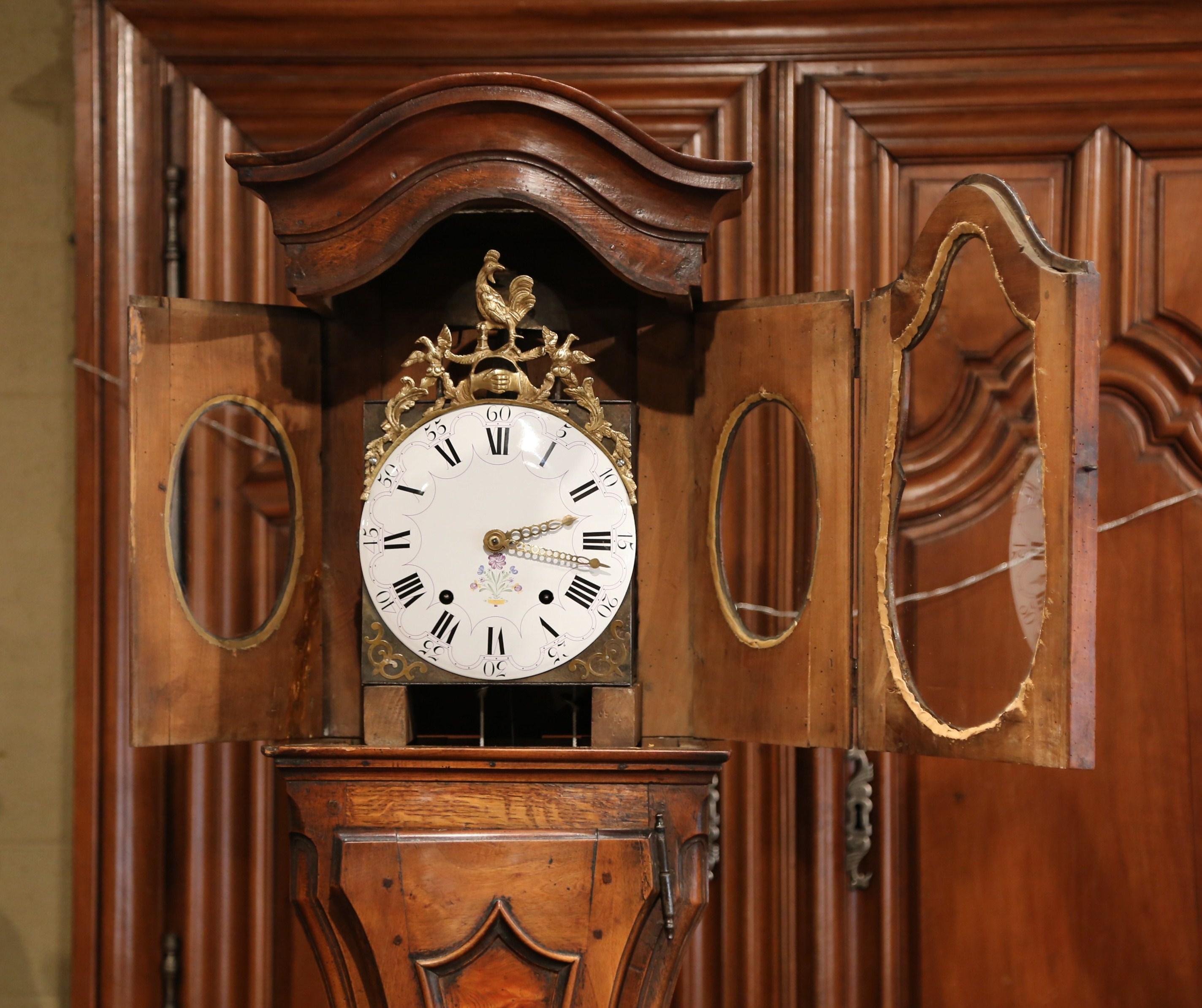 Late 18th Century French Louis XV Carved Burl Walnut Tall Case Clock from Lyon 2