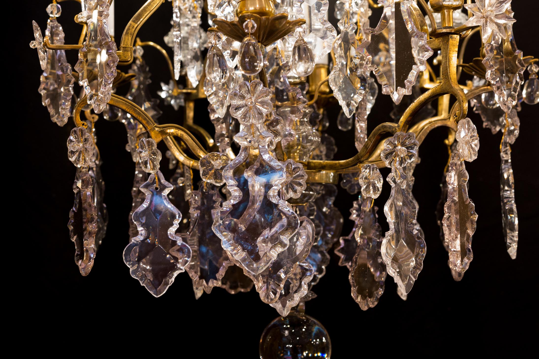 Late 18th Century, French Louis XV Style Ormolu and Cut Crystal Small Chandelier 8
