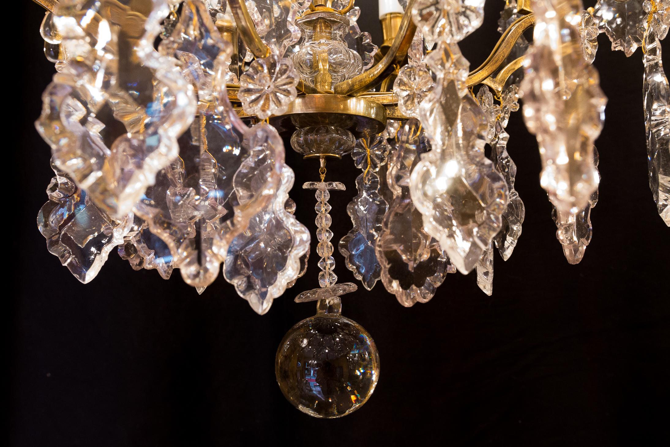 Late 18th Century, French Louis XV Style Ormolu and Cut Crystal Small Chandelier 9