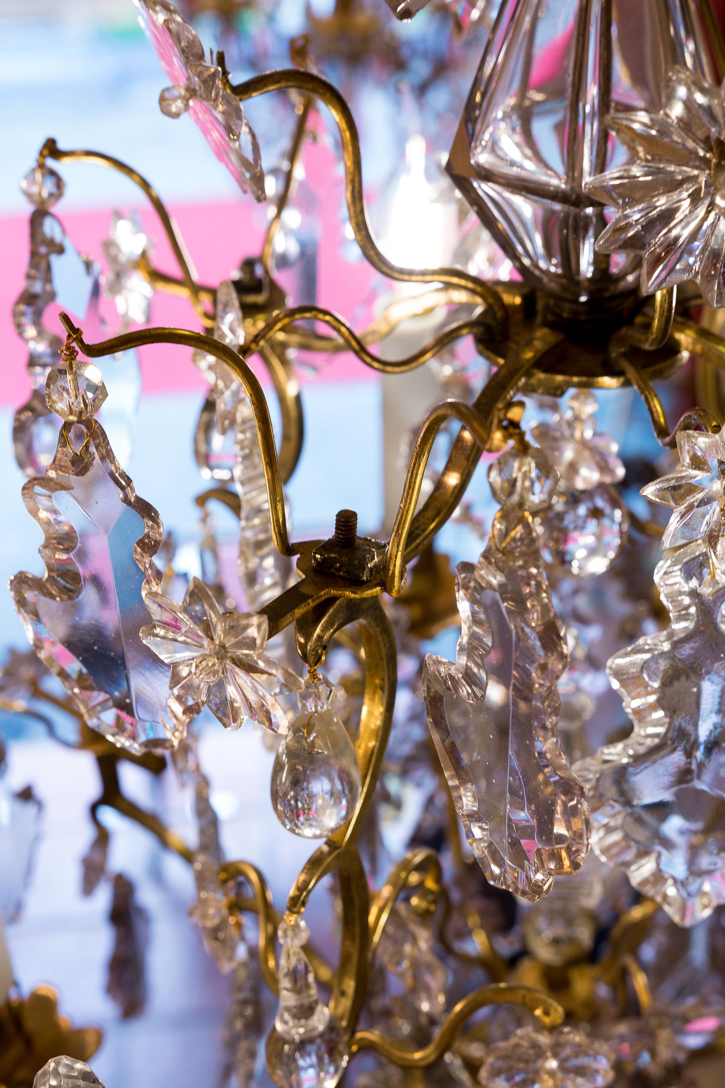 Late 18th Century, French Louis XV Style Ormolu and Cut Crystal Small Chandelier 12