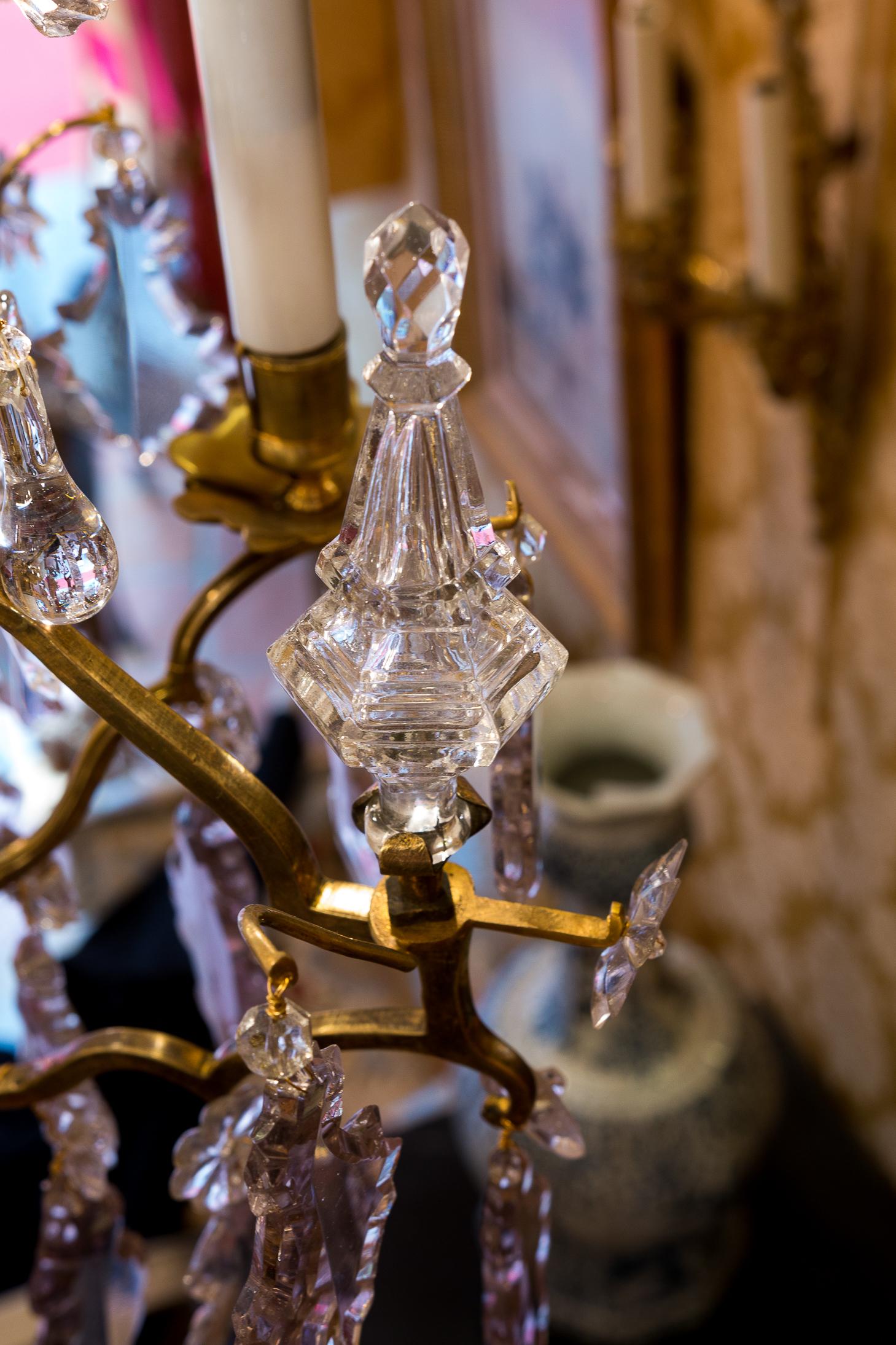 Late 18th Century, French Louis XV Style Ormolu and Cut Crystal Small Chandelier 14