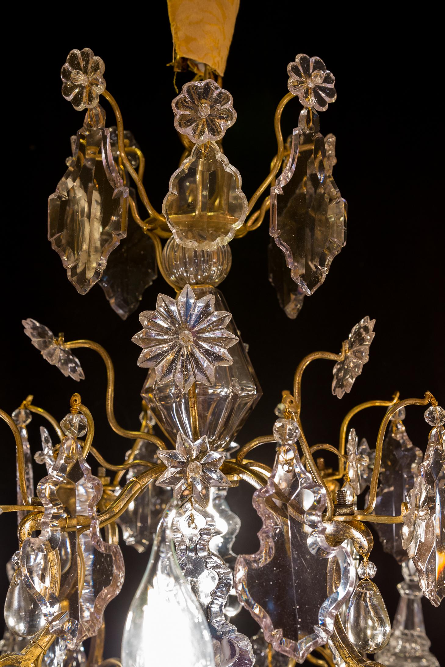 Gilt Late 18th Century, French Louis XV Style Ormolu and Cut Crystal Small Chandelier
