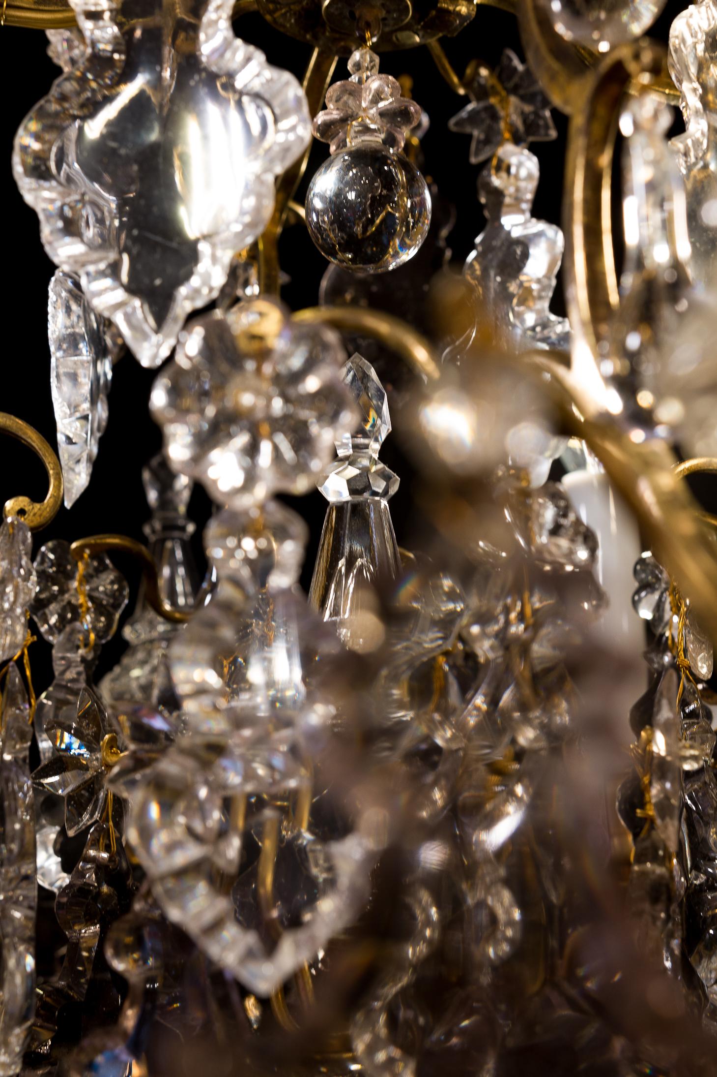 Late 18th Century, French Louis XV Style Ormolu and Cut Crystal Small Chandelier 4