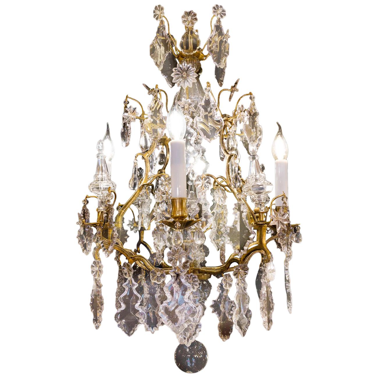 Late 18th Century, French Louis XV Style Ormolu and Cut Crystal Small Chandelier