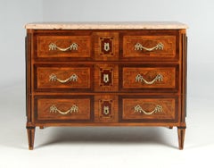 Late 18th Century French Louis XVI Chest of Drawers - Marquetry and Marble Top