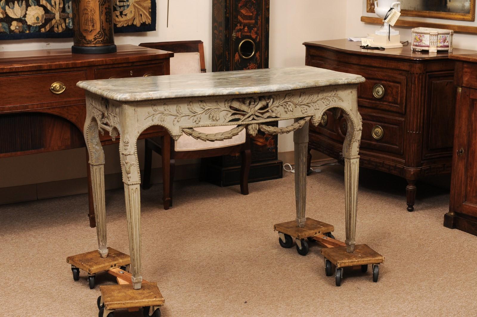 Consola provincial francesa pintada de verde Luis XVI de finales del siglo XVIII Francés en venta