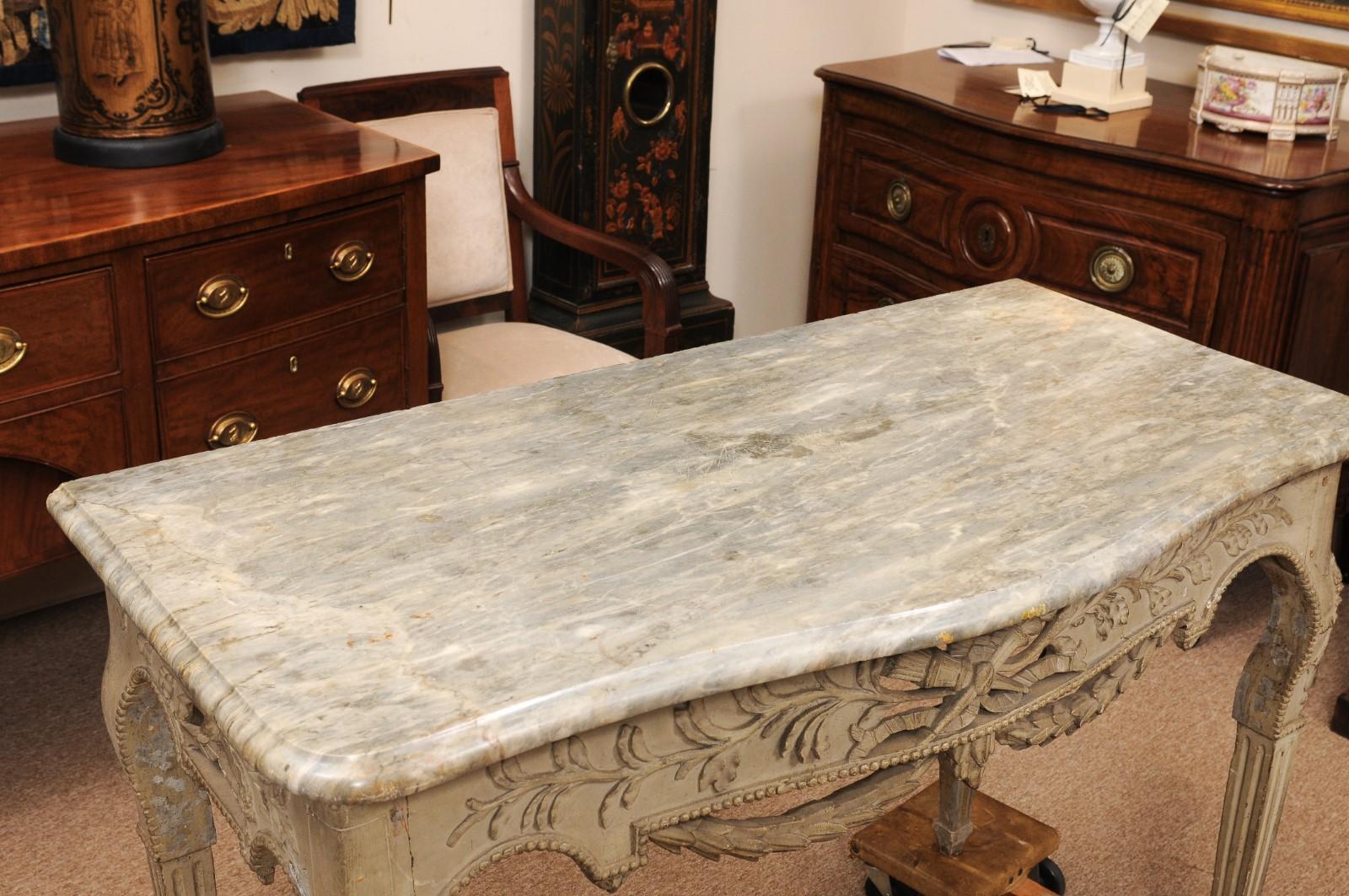 Consola provincial francesa pintada de verde Luis XVI de finales del siglo XVIII en Bastante bueno estado para la venta en Atlanta, GA
