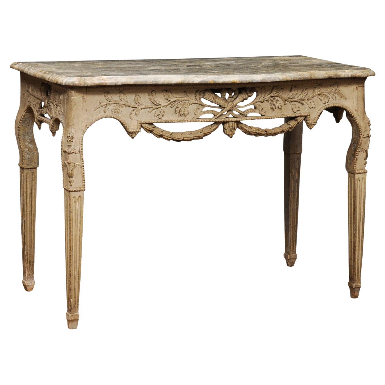 Consola provincial francesa pintada de verde Luis XVI de finales del siglo XVIII en venta