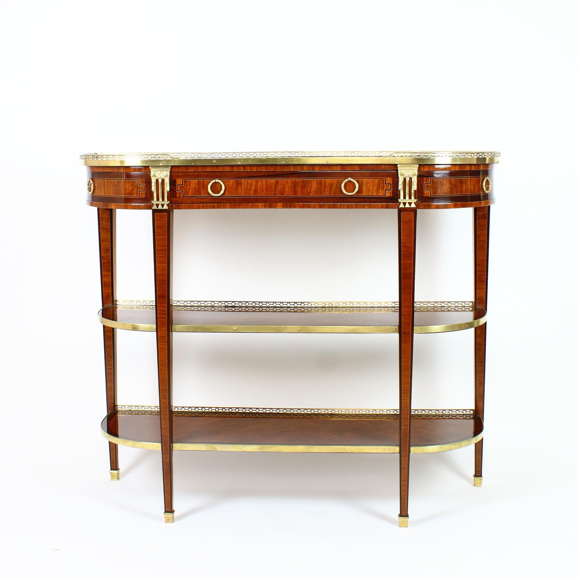 Bronze Late 18th Century French Louis XVI Marquetry Console Table or Desserte