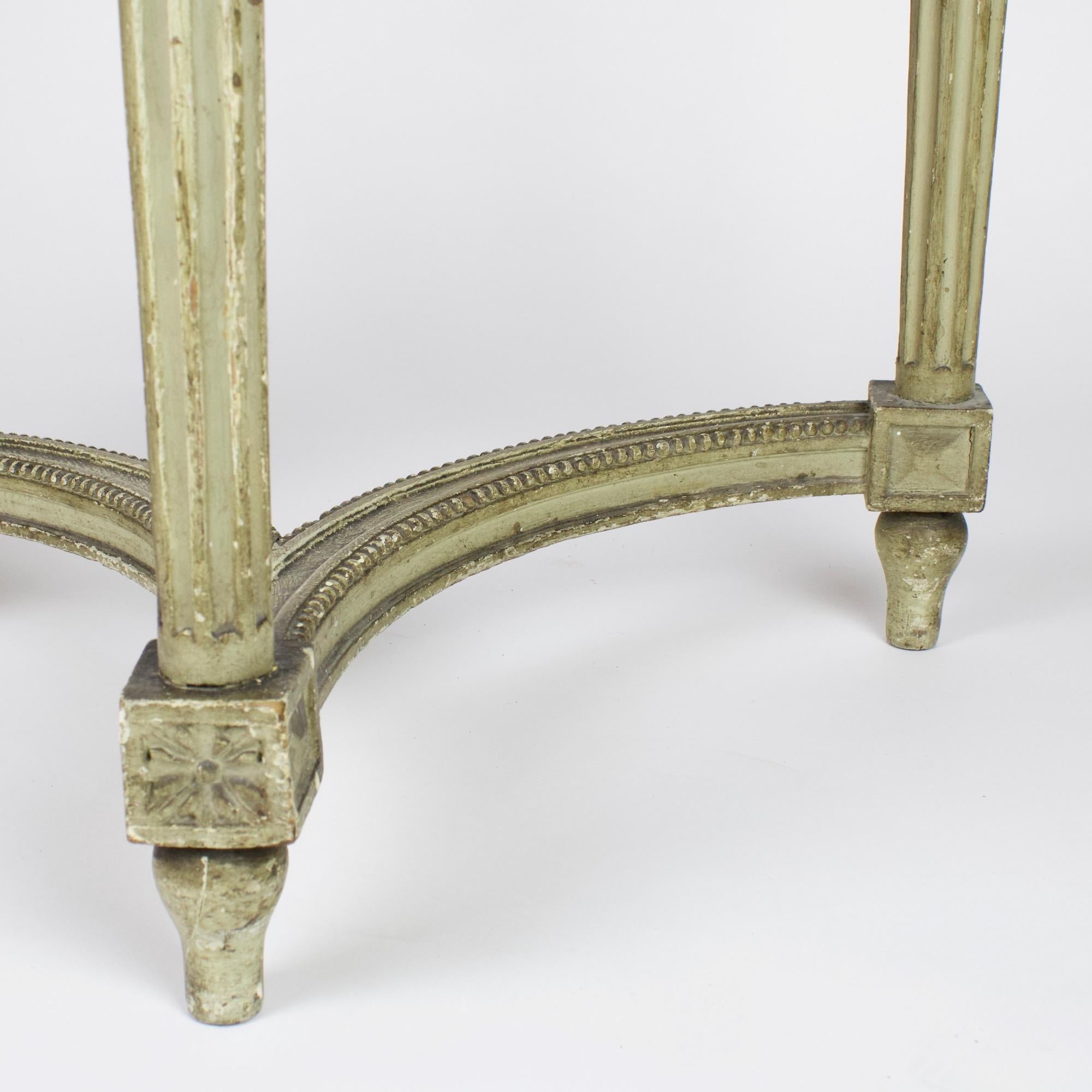 Late 18th Century French Louis XVI Painted Carved Wood Demilune Console Table 7