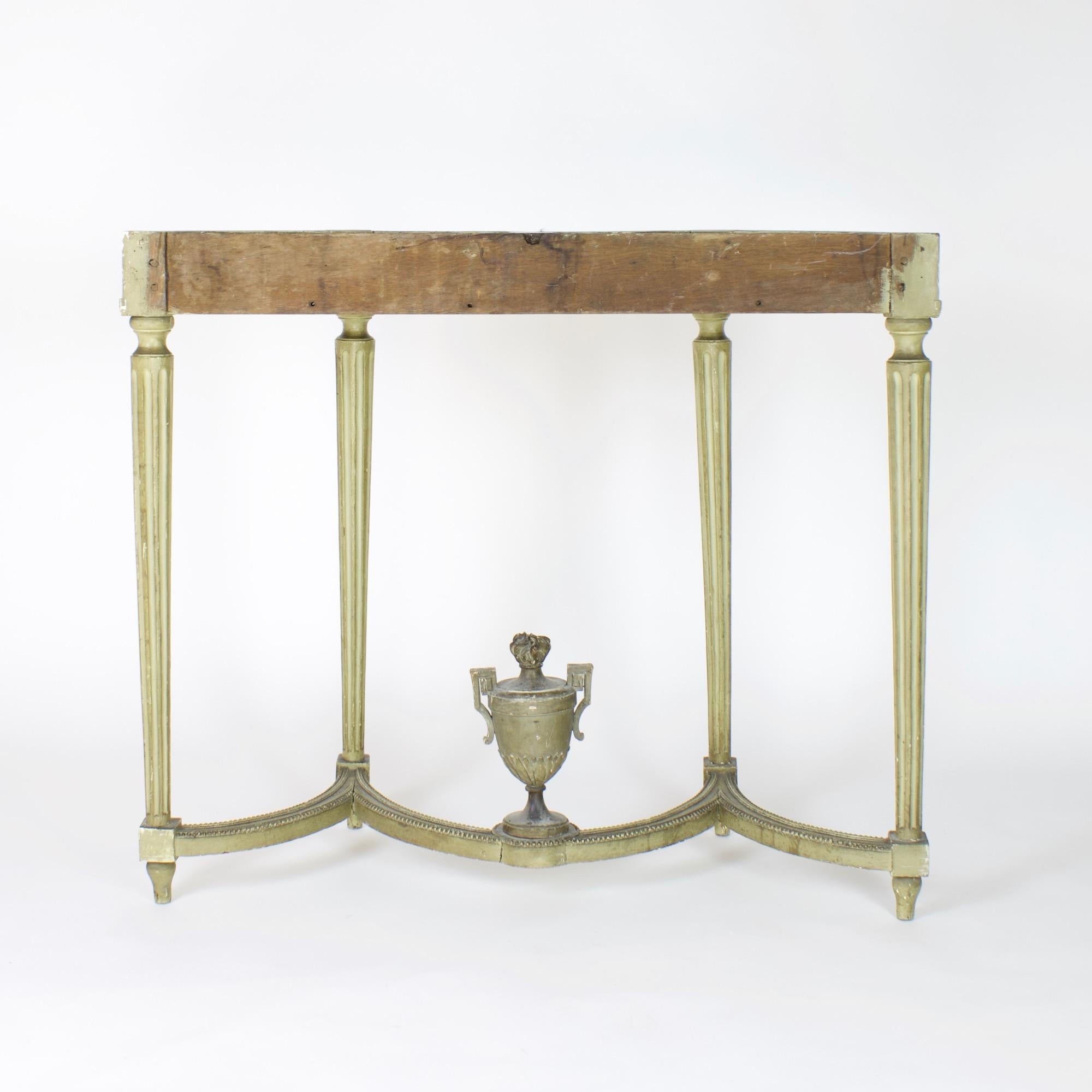 Late 18th Century French Louis XVI Painted Carved Wood Demilune Console Table 1