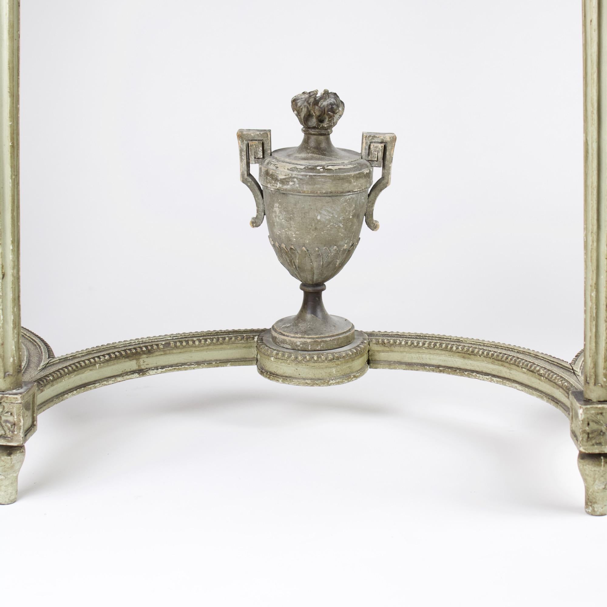 Late 18th Century French Louis XVI Painted Carved Wood Demilune Console Table 4