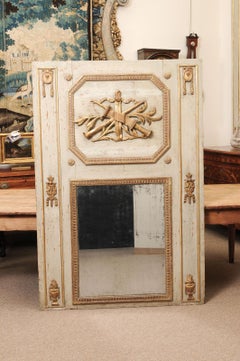 Late 18th Century French Louis XVI Painted & Parcel Gilt Trumeau Mirror