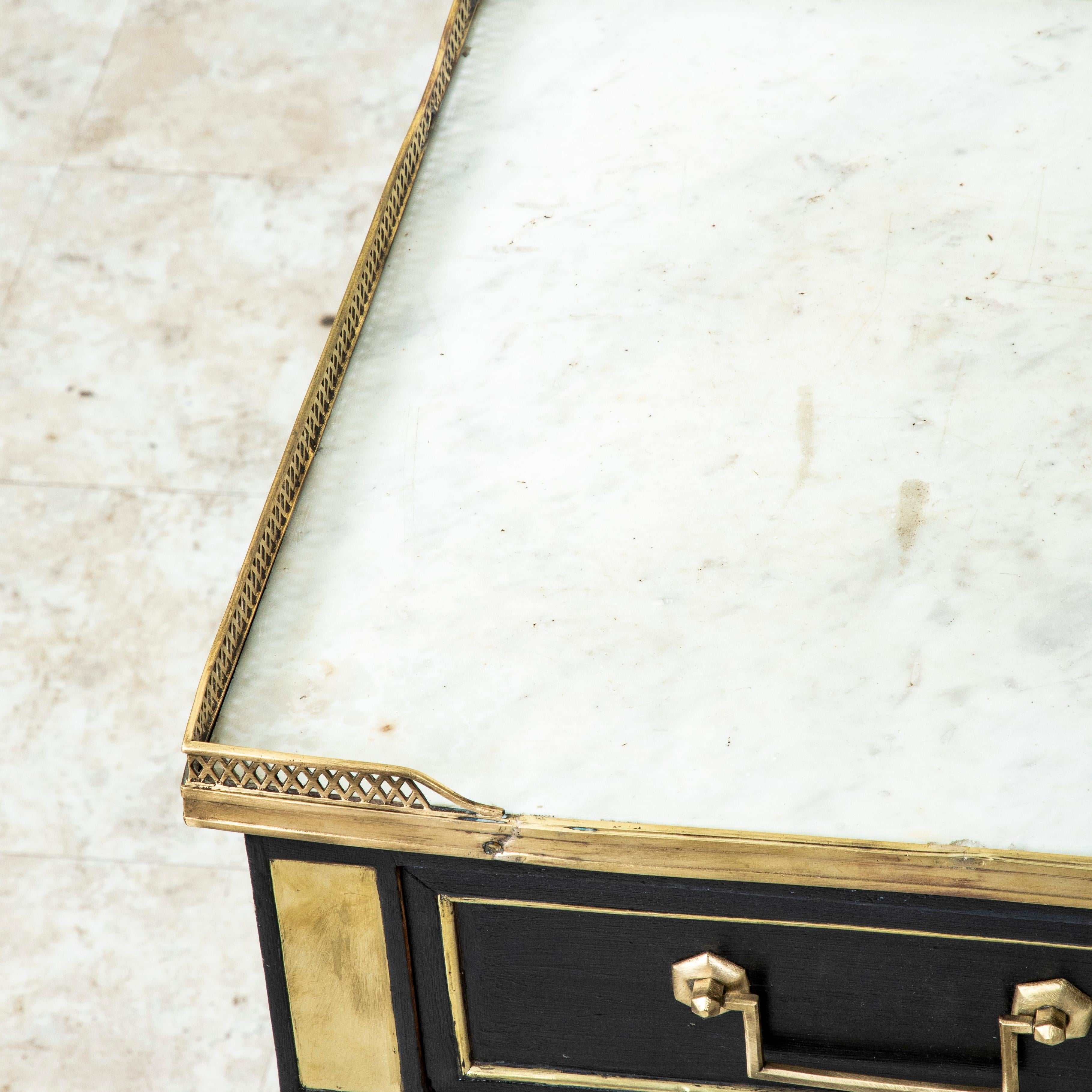 Late 18th Century French Louis XVI Period Black Painted Console Table Marble Top For Sale 9
