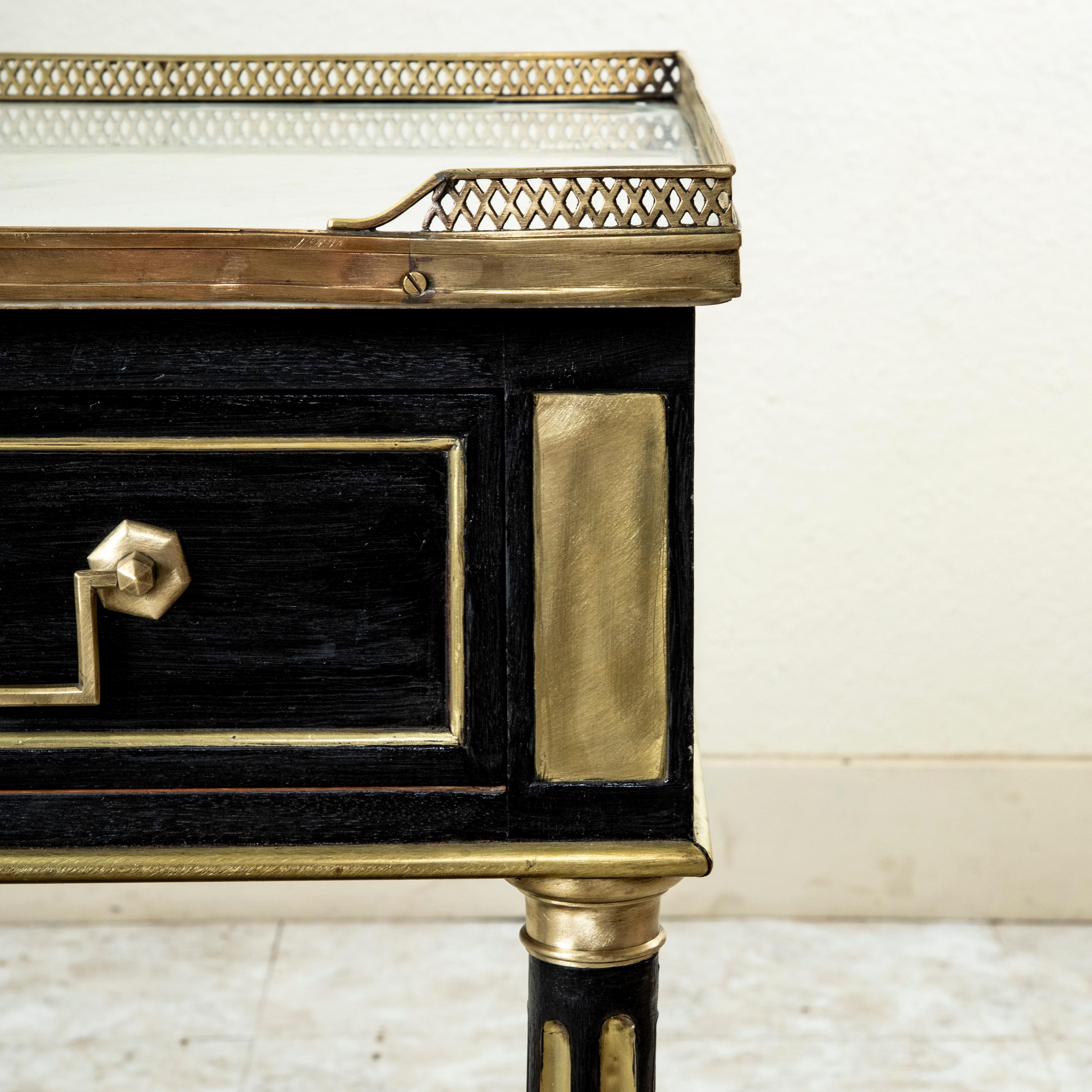 Late 18th Century French Louis XVI Period Black Painted Console Table Marble Top For Sale 11