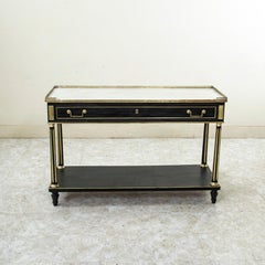 Late 18th Century French Louis XVI Period Black Painted Console Table Marble Top