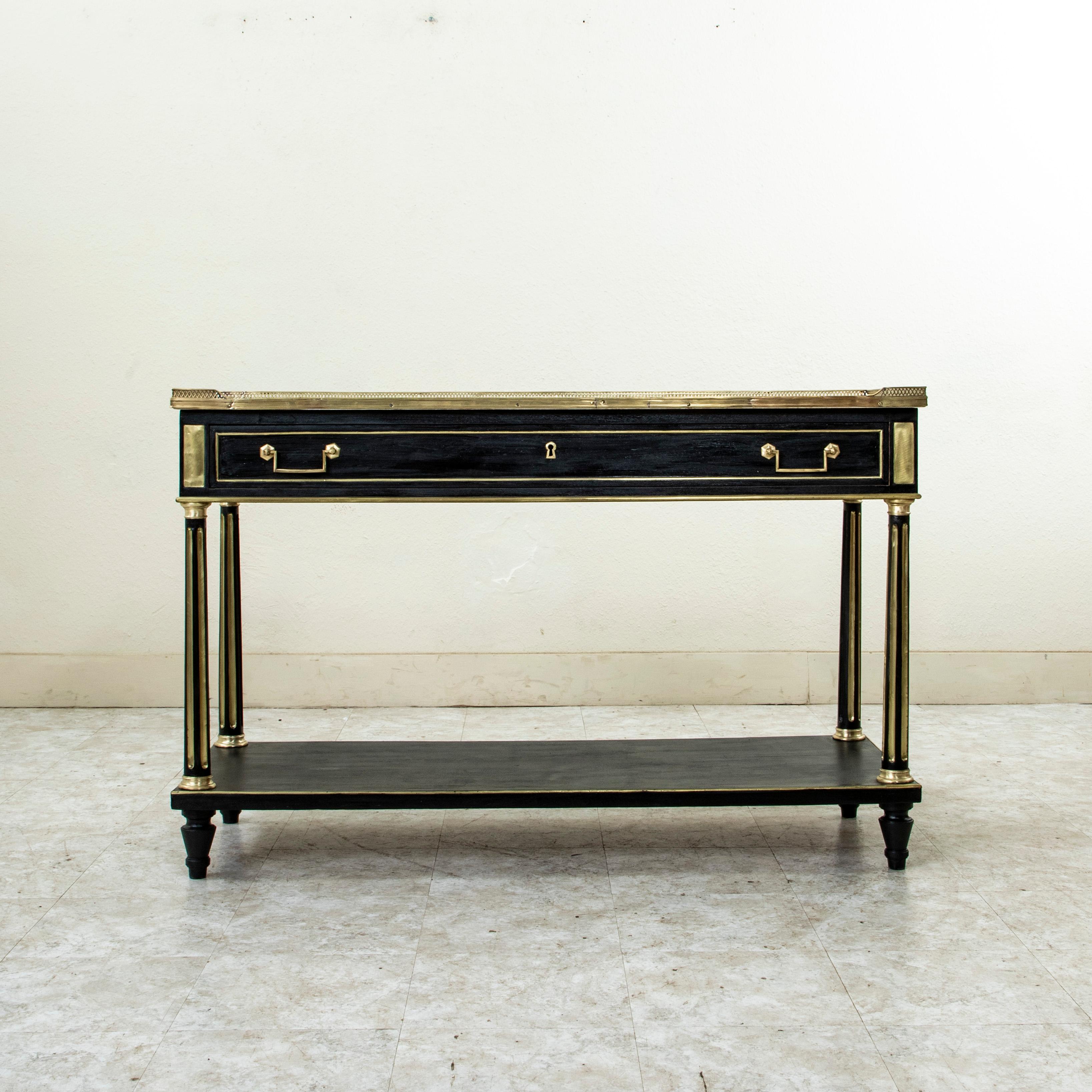 Late 18th Century French Louis XVI Period Black Painted Console Table Marble Top In Good Condition For Sale In Fayetteville, AR