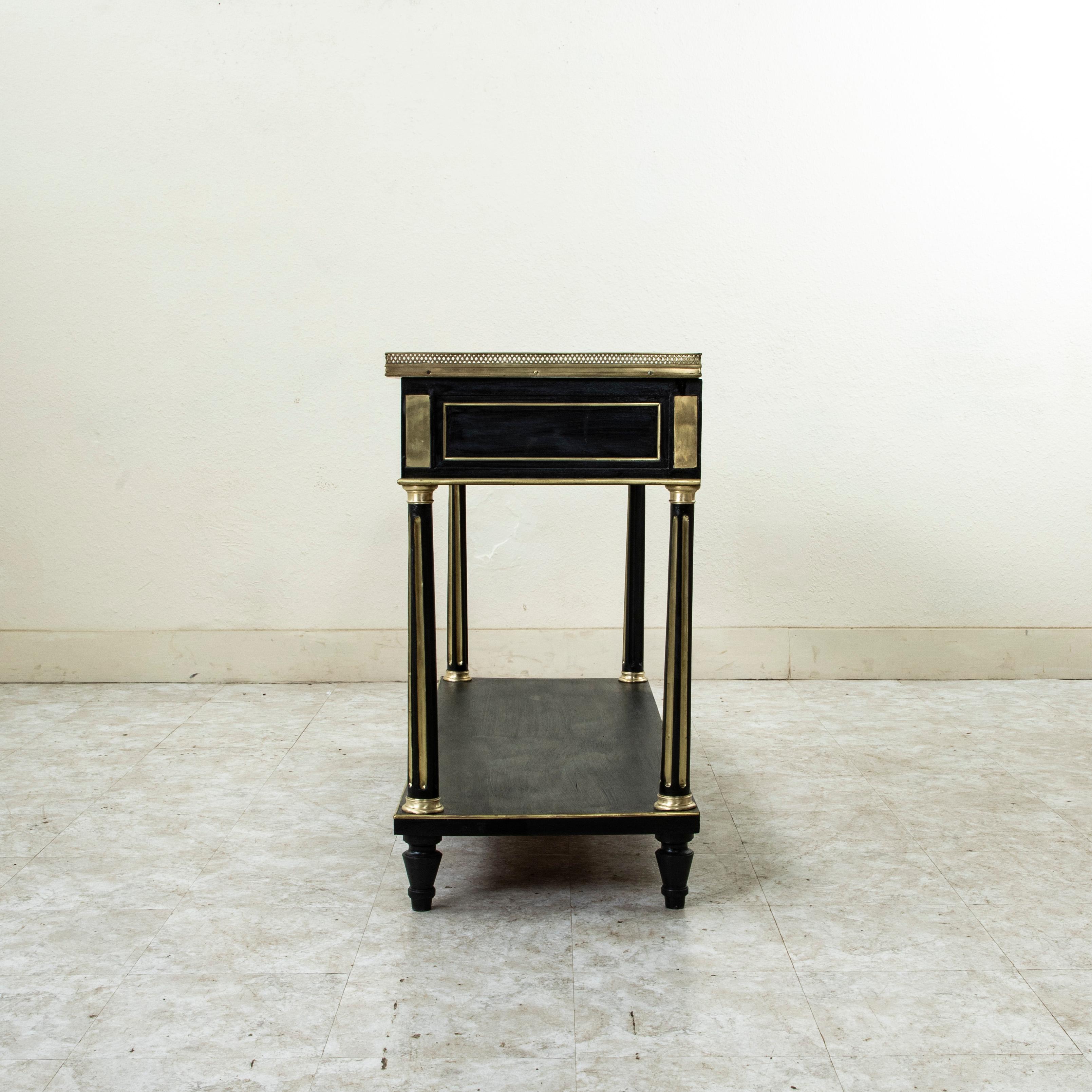 Bronze Late 18th Century French Louis XVI Period Black Painted Console Table Marble Top For Sale