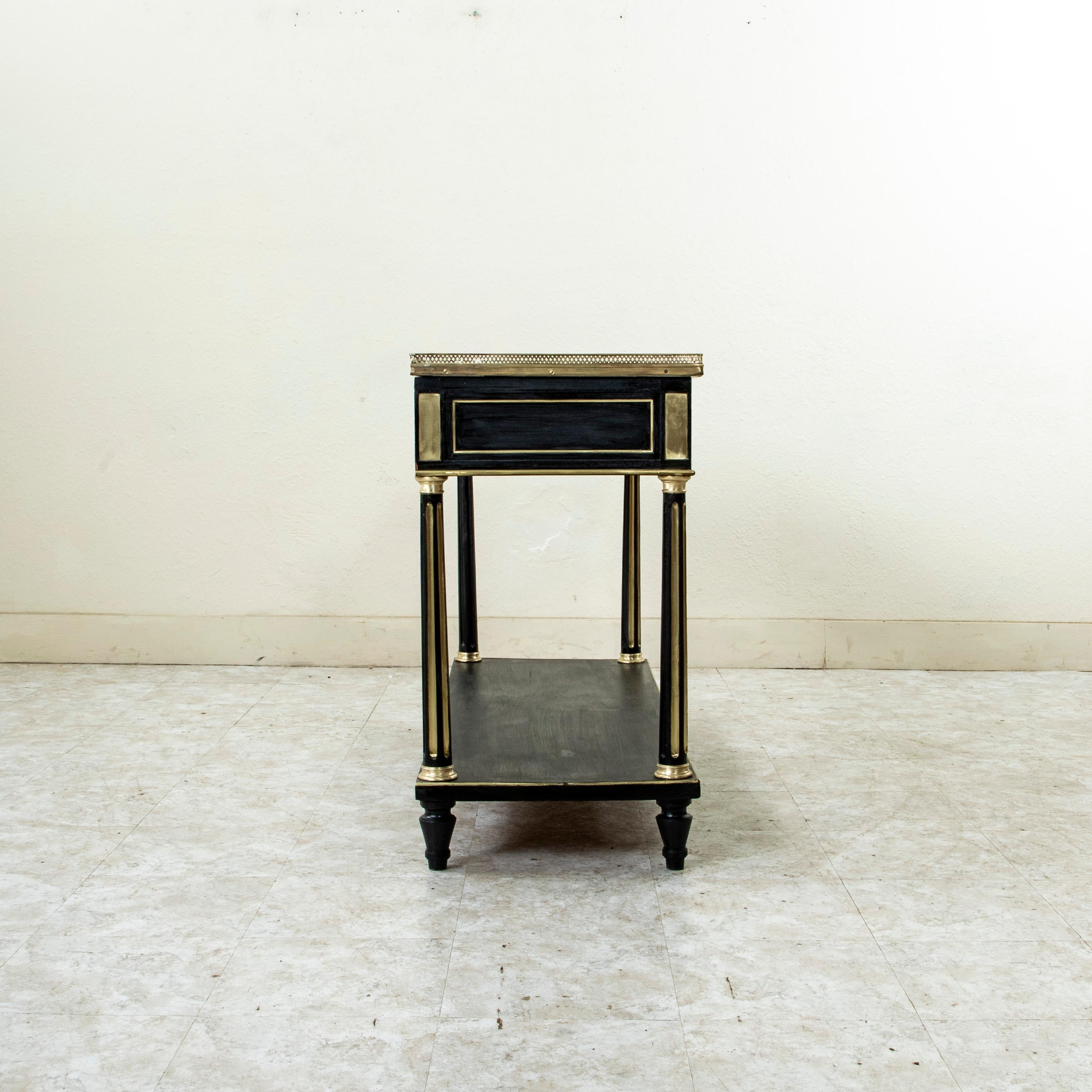 Late 18th Century French Louis XVI Period Black Painted Console Table Marble Top For Sale 2