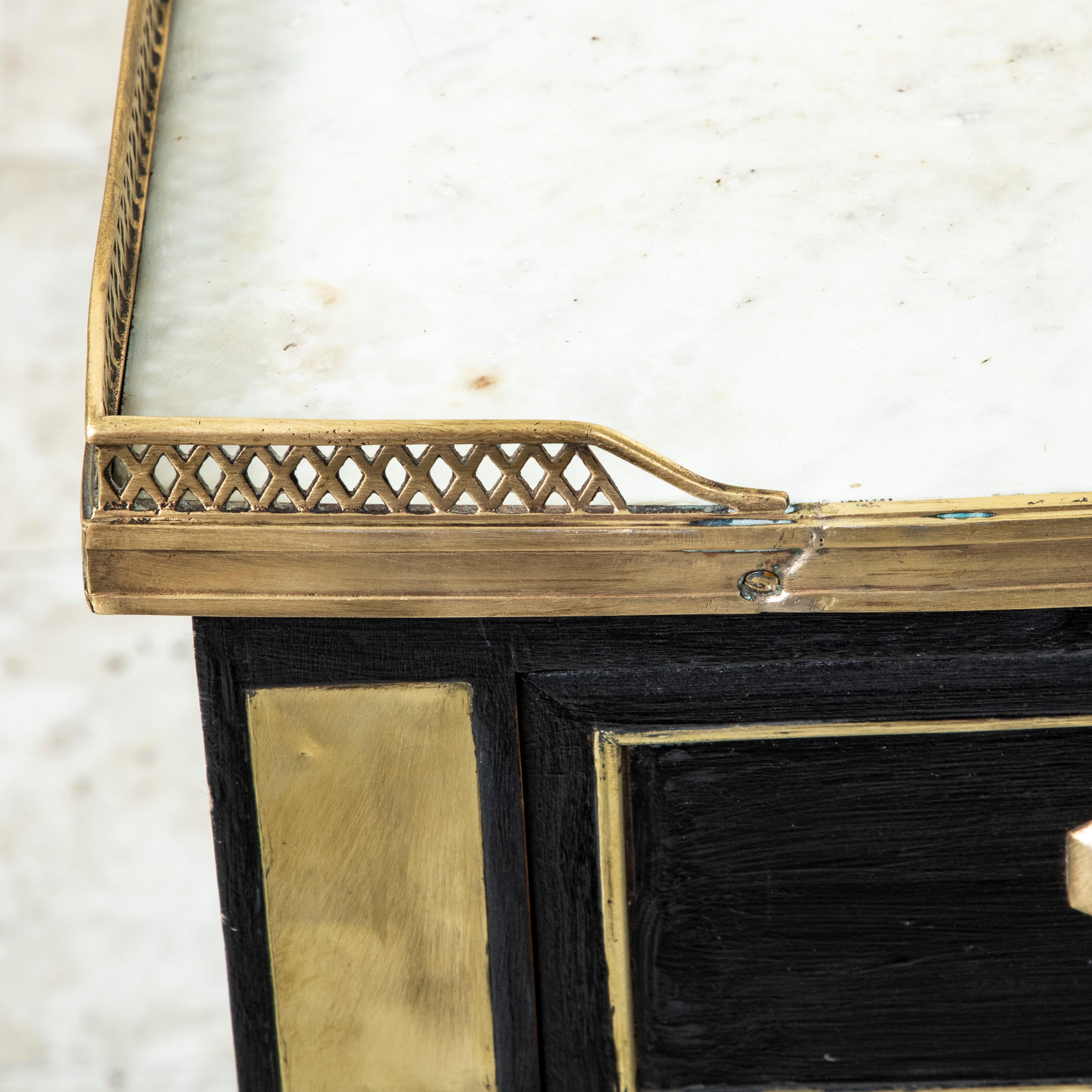 Late 18th Century French Louis XVI Period Black Painted Console Table Marble Top For Sale 5