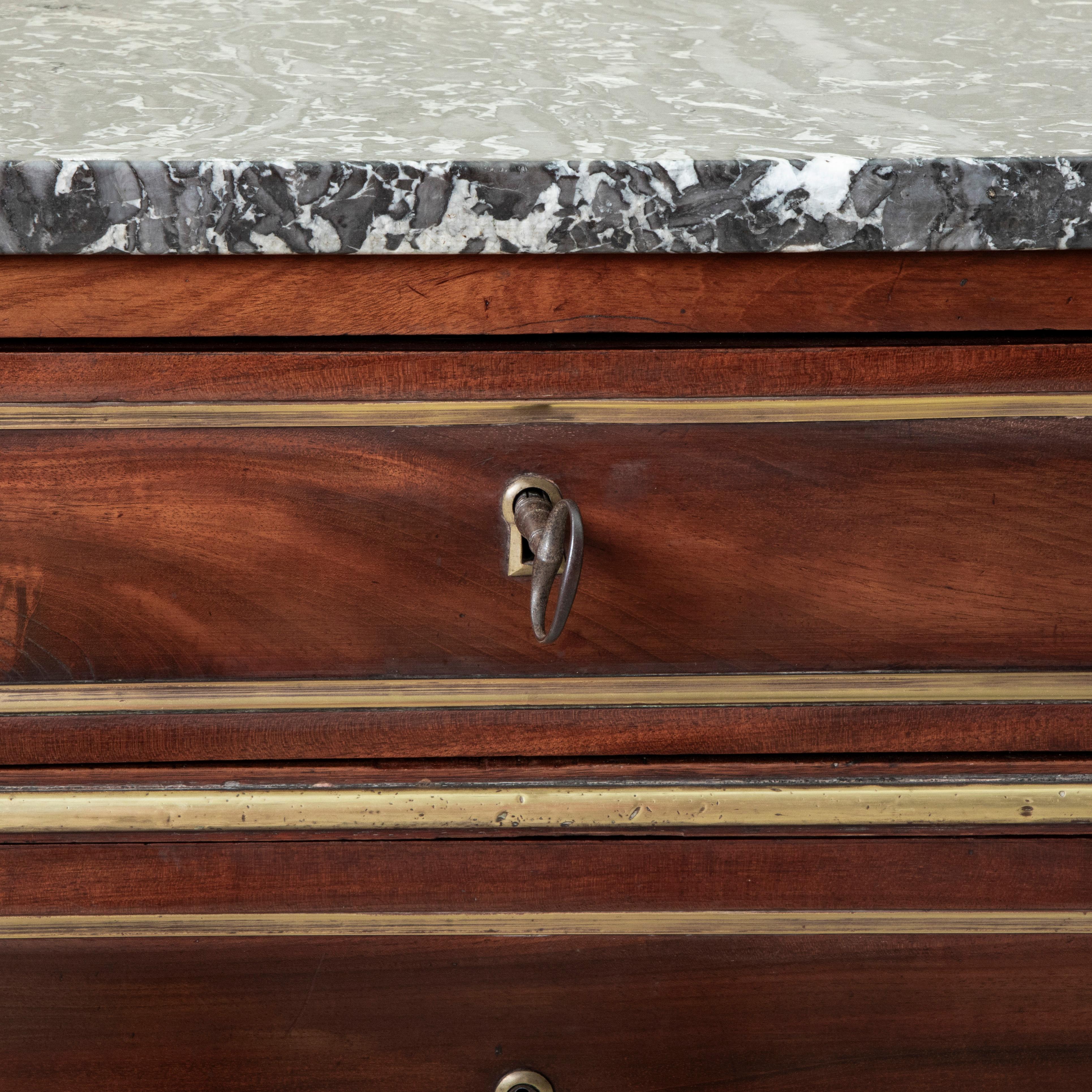 Late 18th Century French Louis XVI Period Mahogany Chest, Saint Anne Marble Top For Sale 6