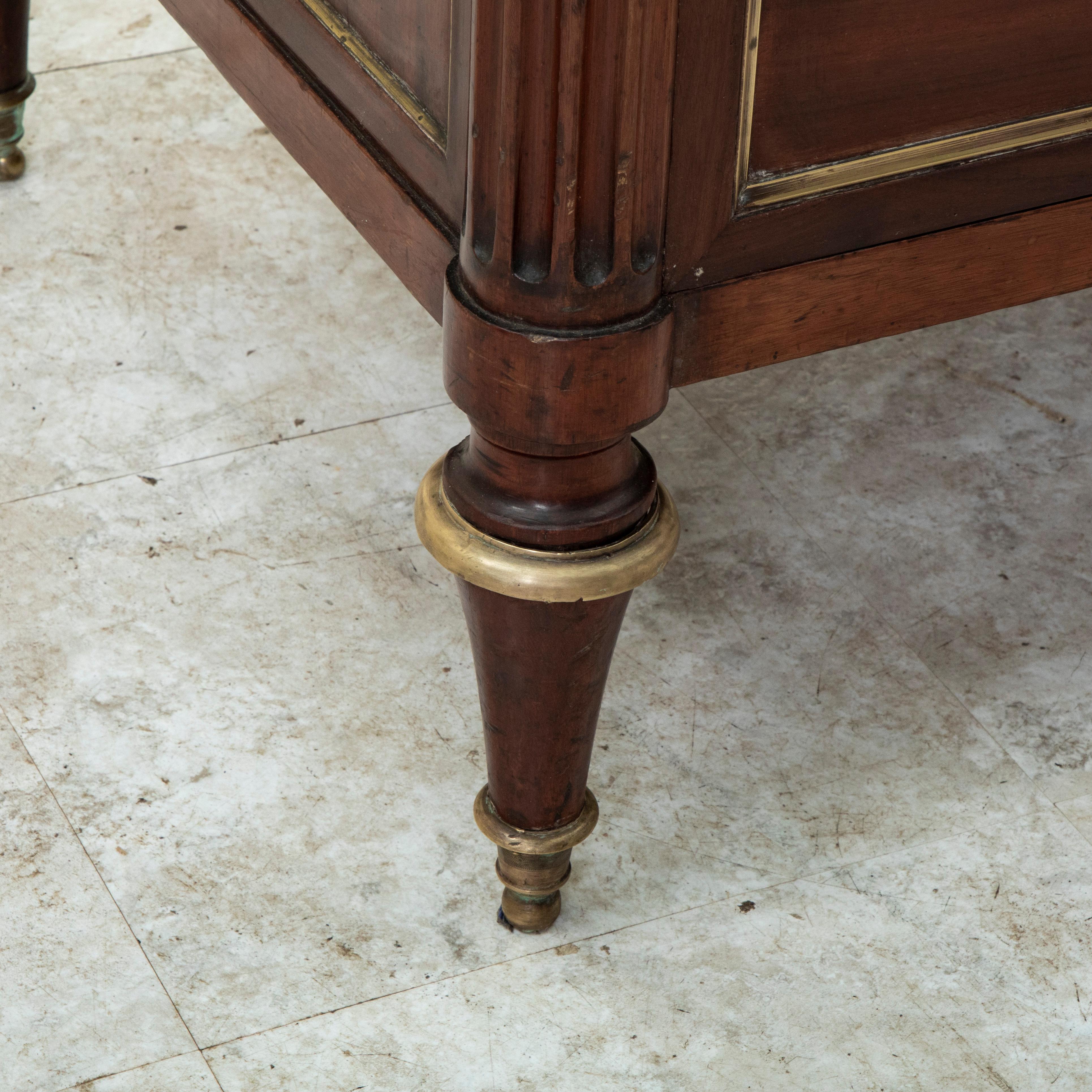 Late 18th Century French Louis XVI Period Mahogany Chest, Saint Anne Marble Top For Sale 9