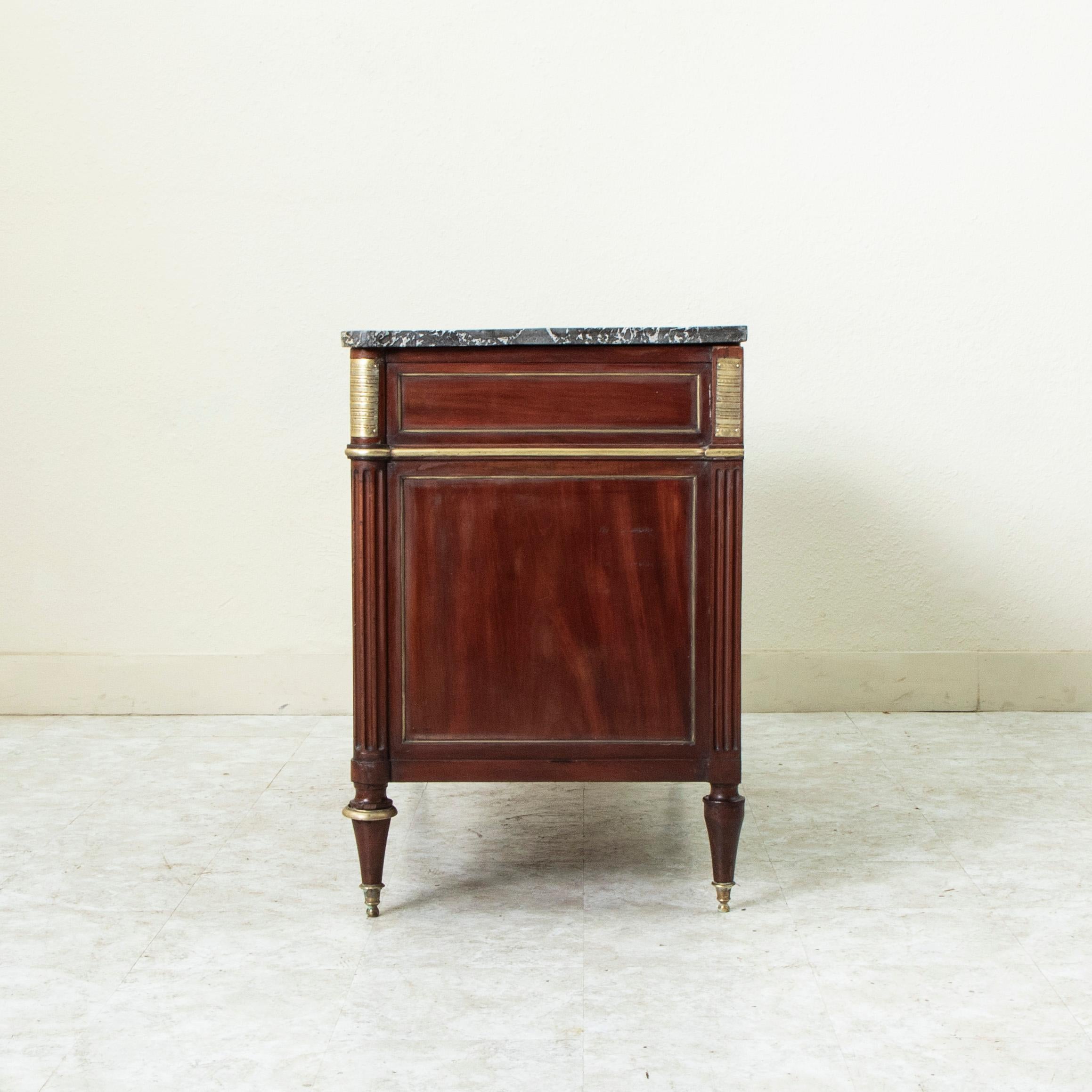 Bronze Late 18th Century French Louis XVI Period Mahogany Chest, Saint Anne Marble Top For Sale
