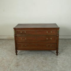 Late 18th Century French Louis XVI Period Mahogany Chest with Bronze Detailing