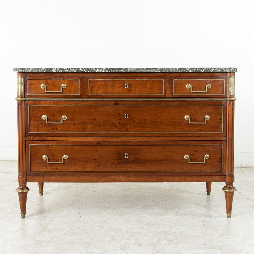 Late 18th Century French Louis XVI Period Mahogany Commode or Chest with Marble In Good Condition In Fayetteville, AR