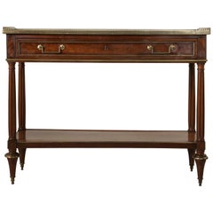 Late 18th Century French Louis XVI Period Mahogany Console Table, Bronze, Marble
