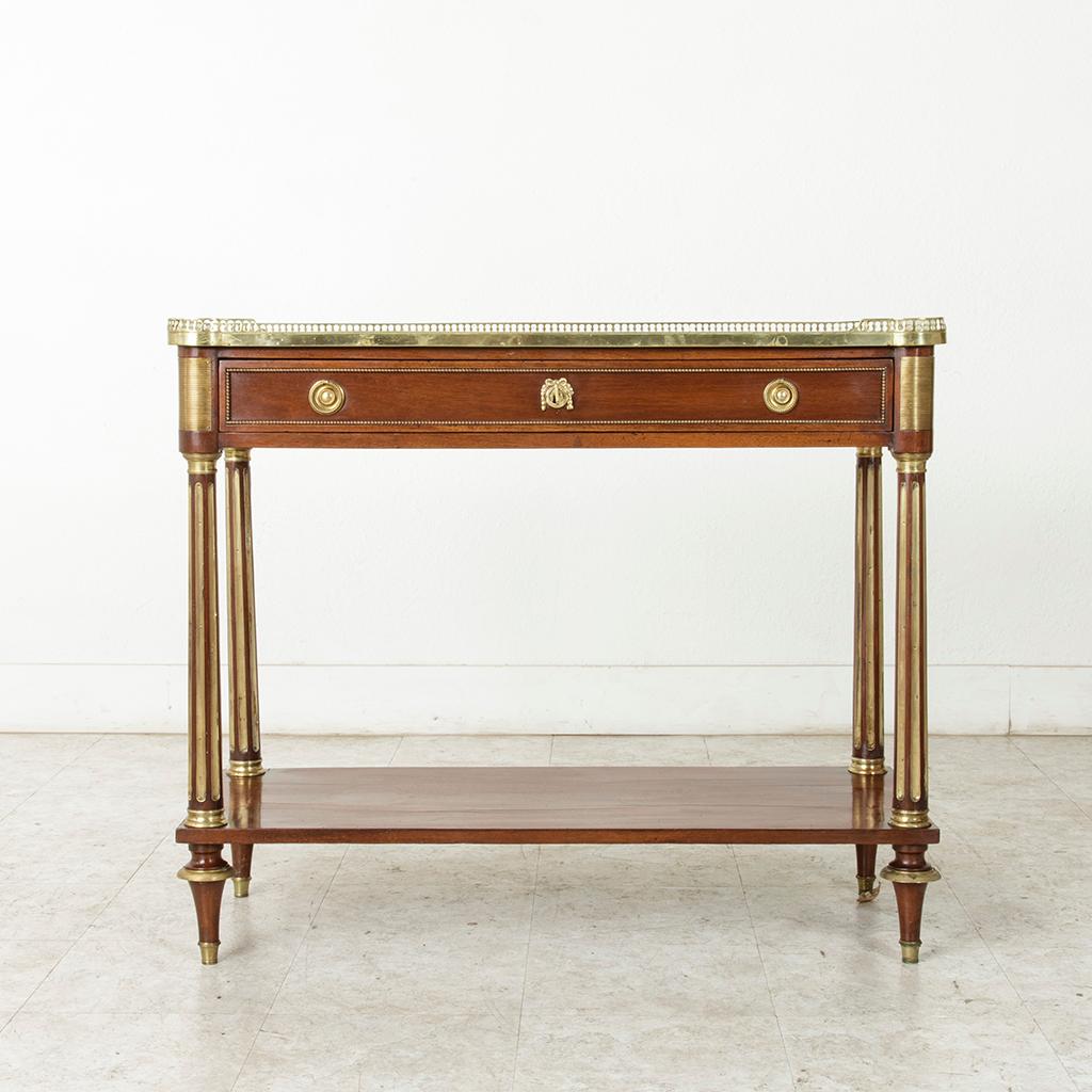 Late 18th Century French Louis XVI Period Mahogany Console Table, Marble Top In Good Condition In Fayetteville, AR