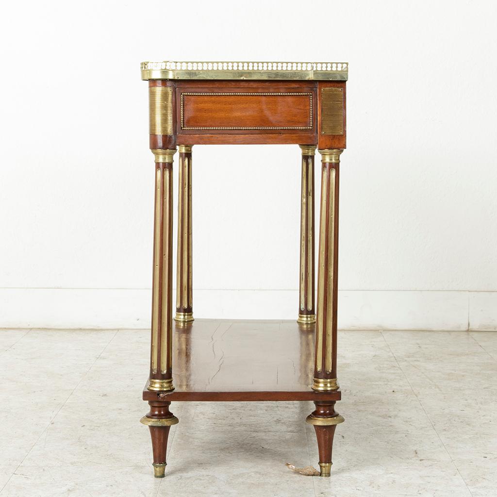 Bronze Late 18th Century French Louis XVI Period Mahogany Console Table, Marble Top