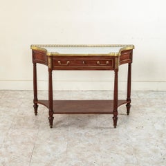 Late 18th Century French Louis XVI Period Mahogany Console Table, Marble Top
