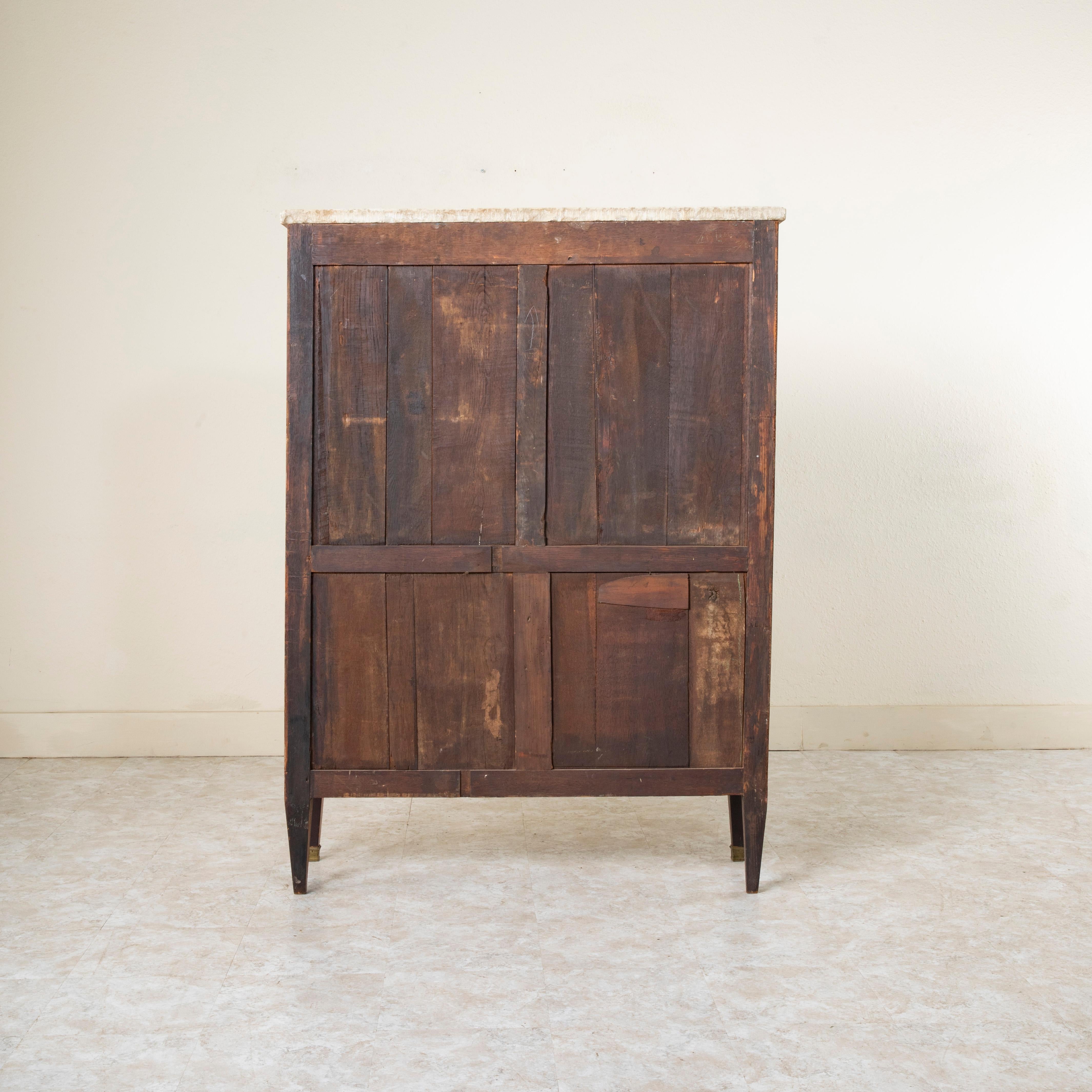 Fruitwood Late 18th Century French Louis XVI Period Marquetry Bookcase or Vitrine, Marble