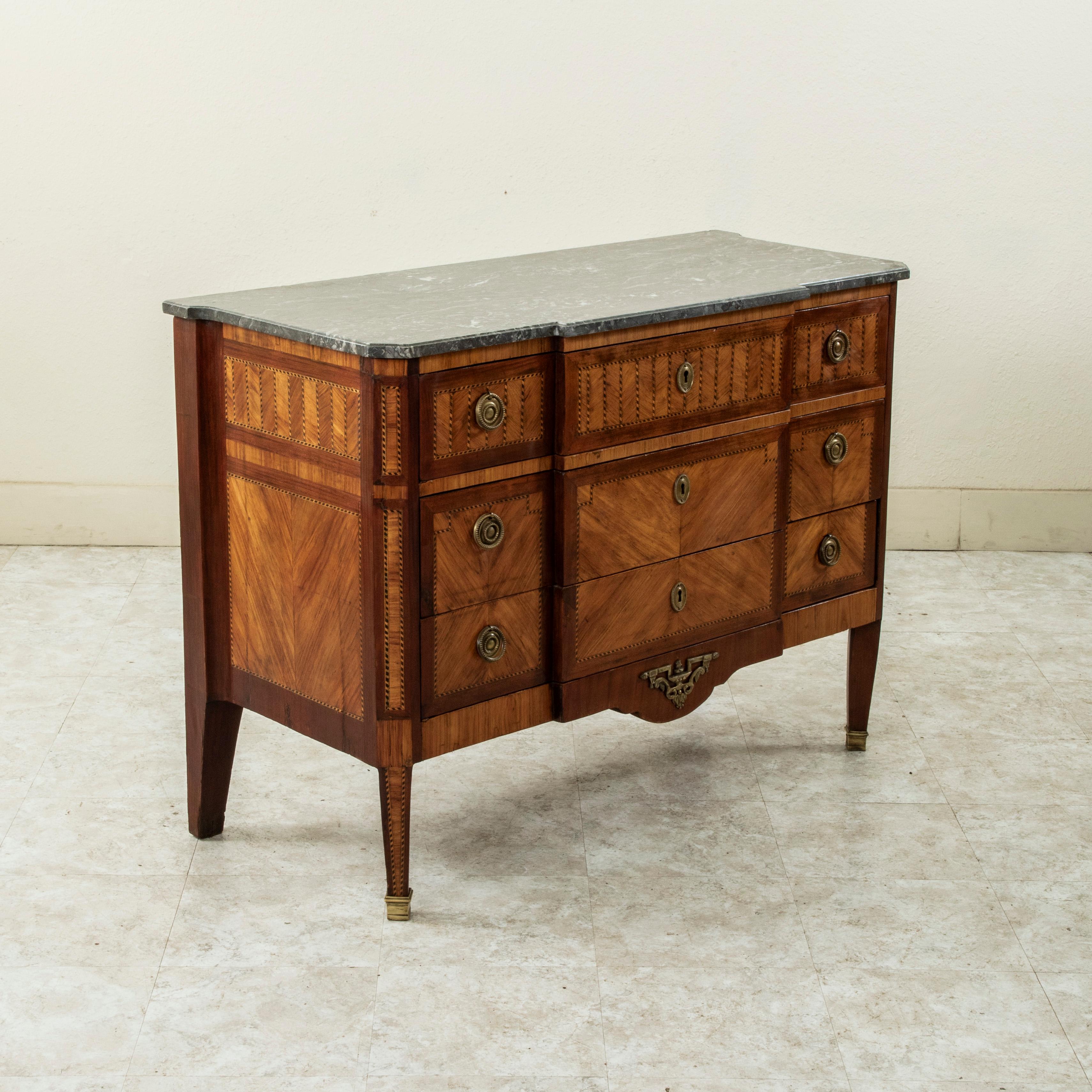 Inlay Late 18th Century French Louis XVI Period Marquetry Commode, Chest of Drawers For Sale